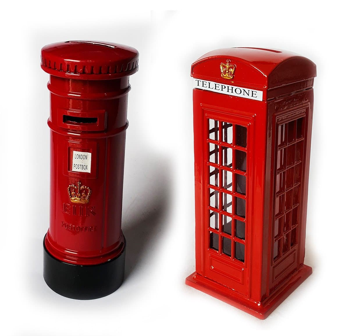 E London British Style Set Of Telephone Booth & Letter Box Metal Piggy Money Bank Kids Coin Saving Pot Box Souvenirs