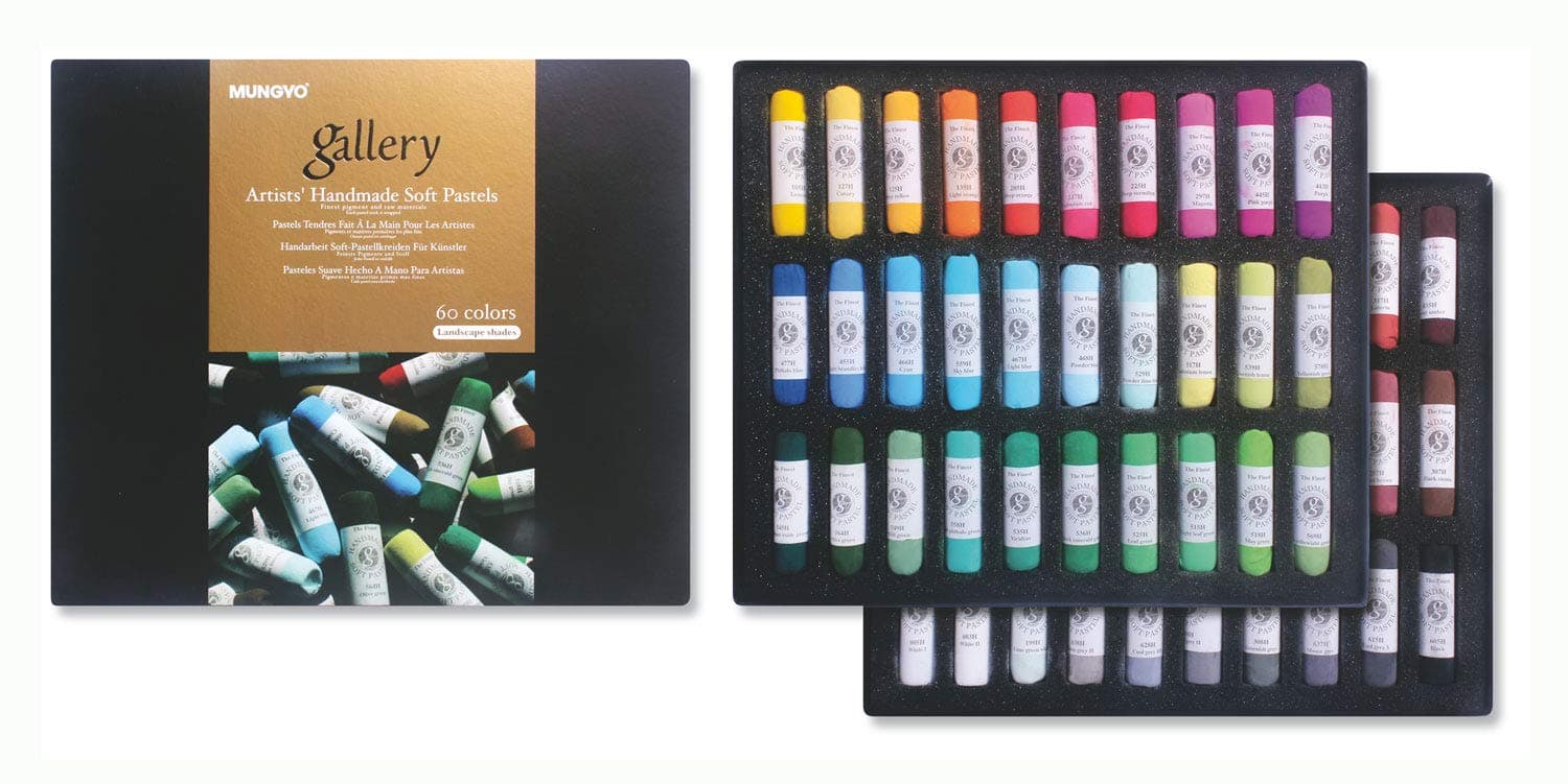 MPHM-60L Gallery Artists' Handmade Soft Pastels Landscape Shades, Set of 60 Hand-Rolled Pastels in Artist Quality, Soft Consistency