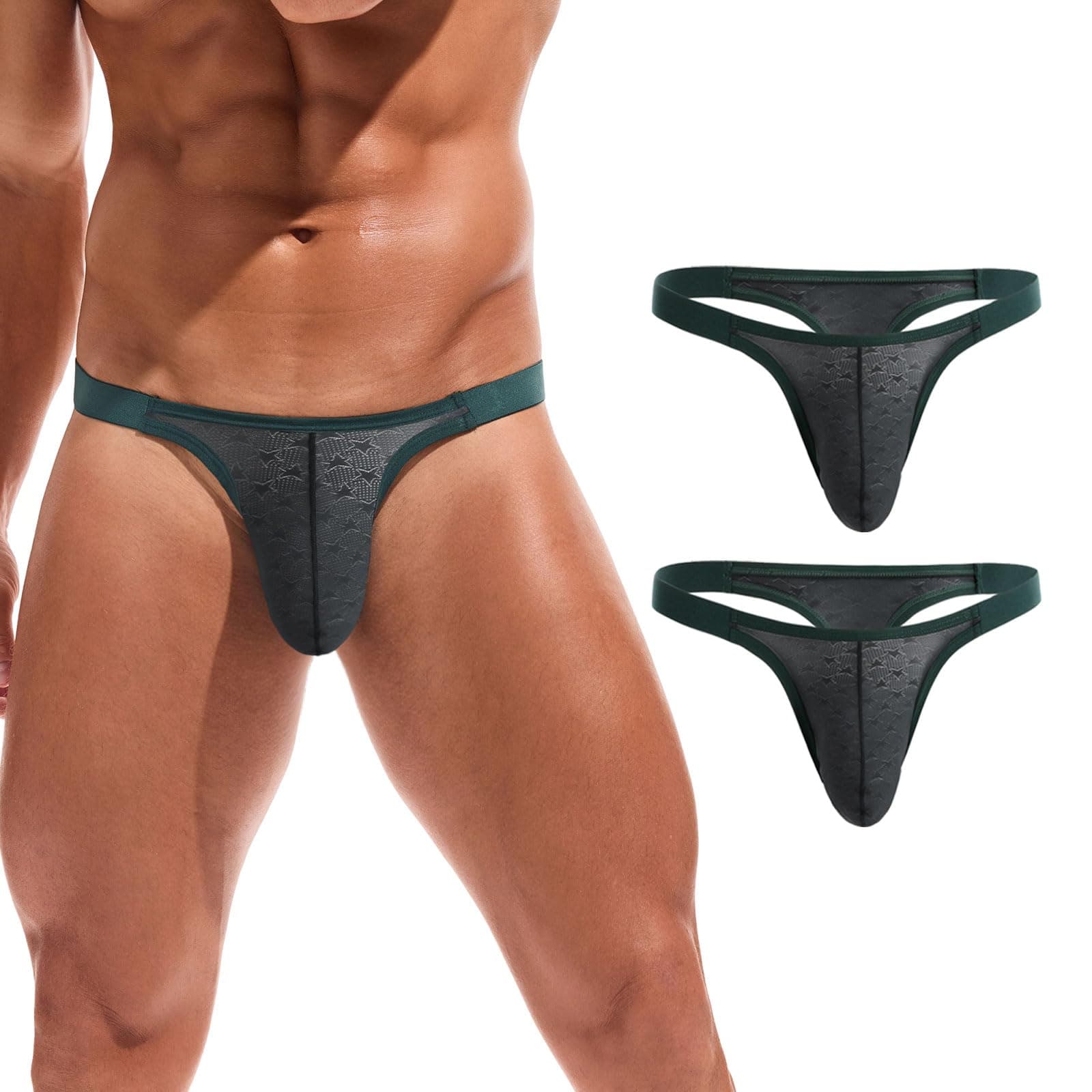 Men's Striped Thong Low Rise Elastic Waistband Underwear