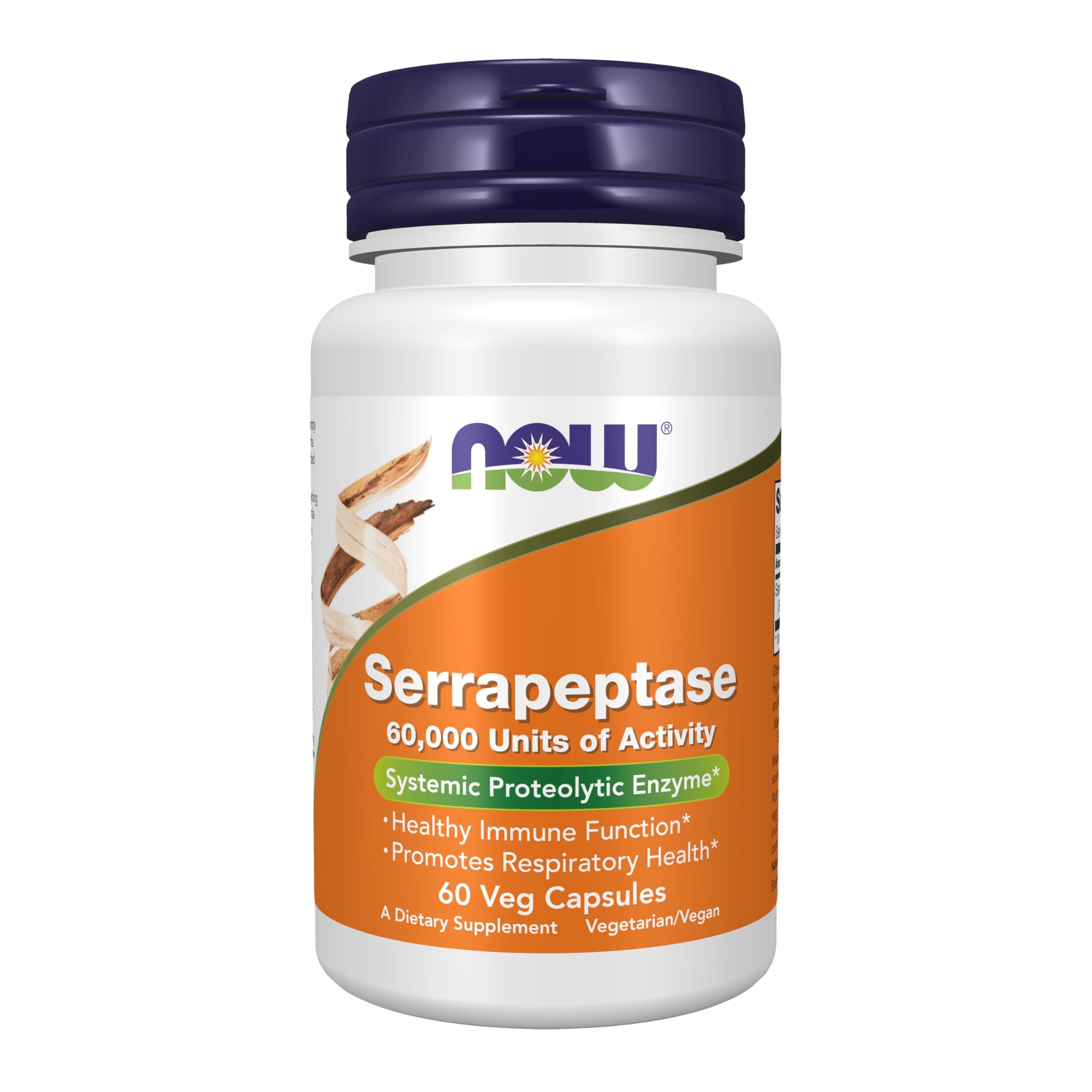 NOW Foods Supplements, Serrapeptase 60,000 Units of Activity, Promotes Respiratory Health and Immune Function*, 60 Veg Capsules