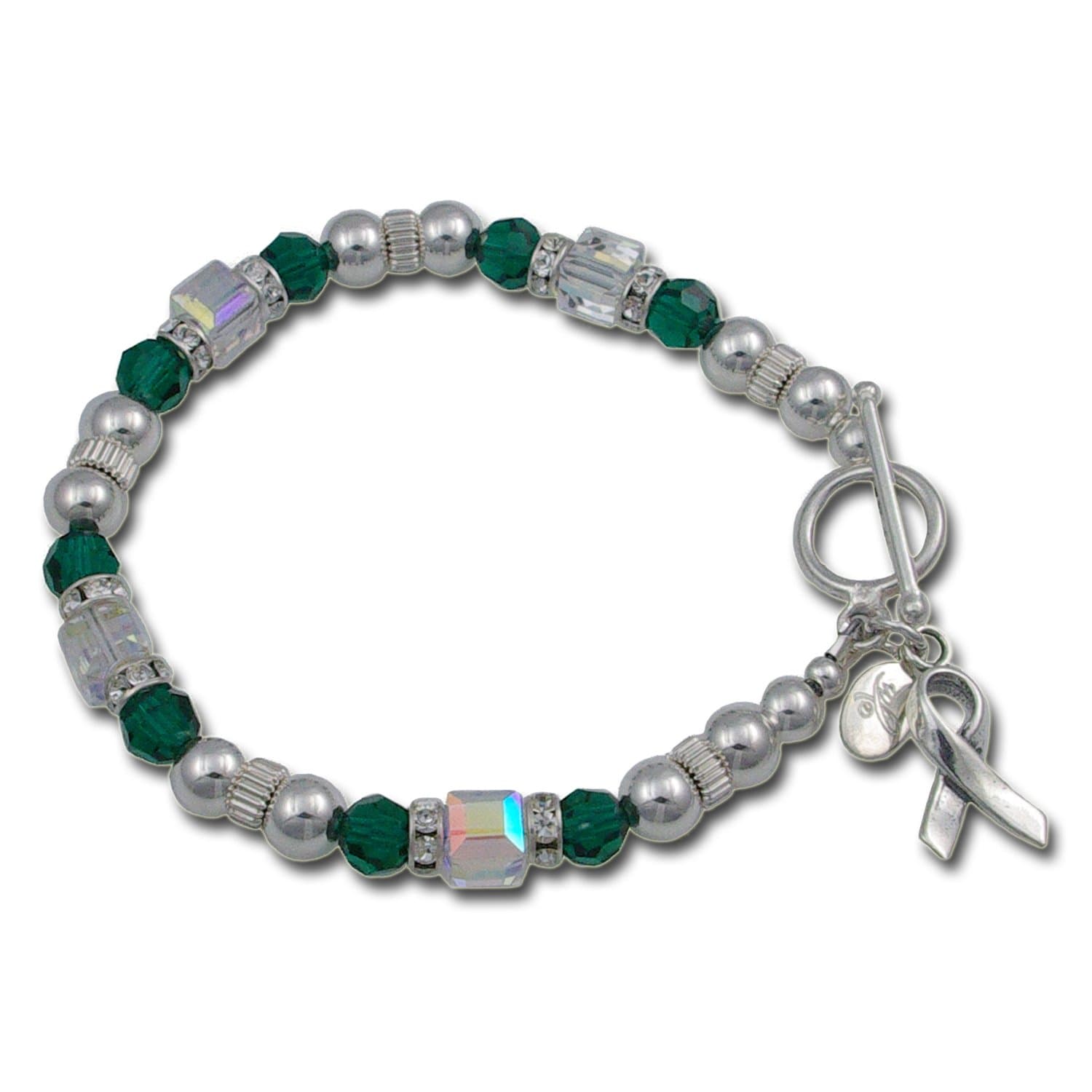 WD Designs Organ Donation & Transplant - Kelly Green Swarovski Crystal & Sterling Signature Awareness Bracelet