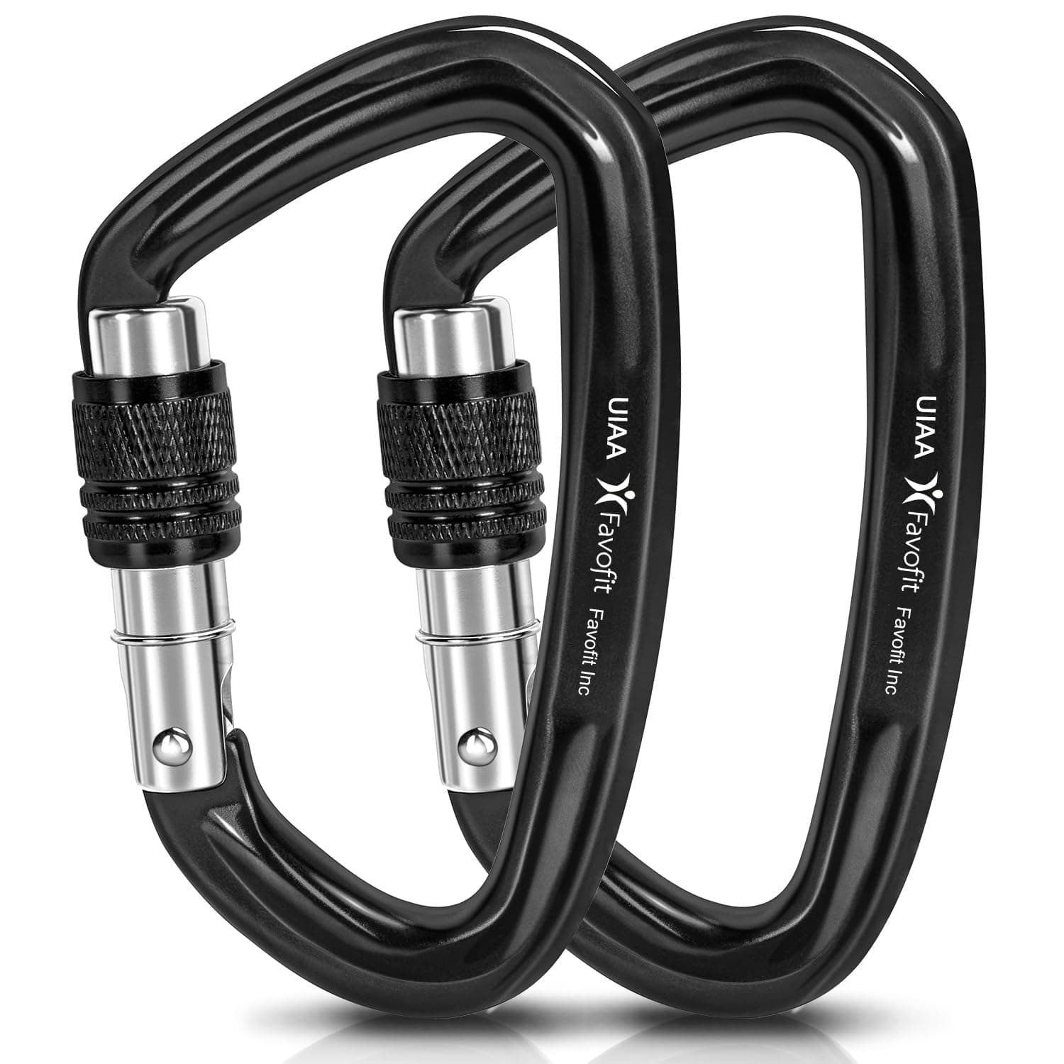 UIAA Certified 25kN-42kN Climbing Carabiners - Favofit Heavy Duty Locking Carabiner Clips with Twist or Screw Lock - Professional Rock Climbing Gear for Tree Climbing Arborist Rappelling & Rescue