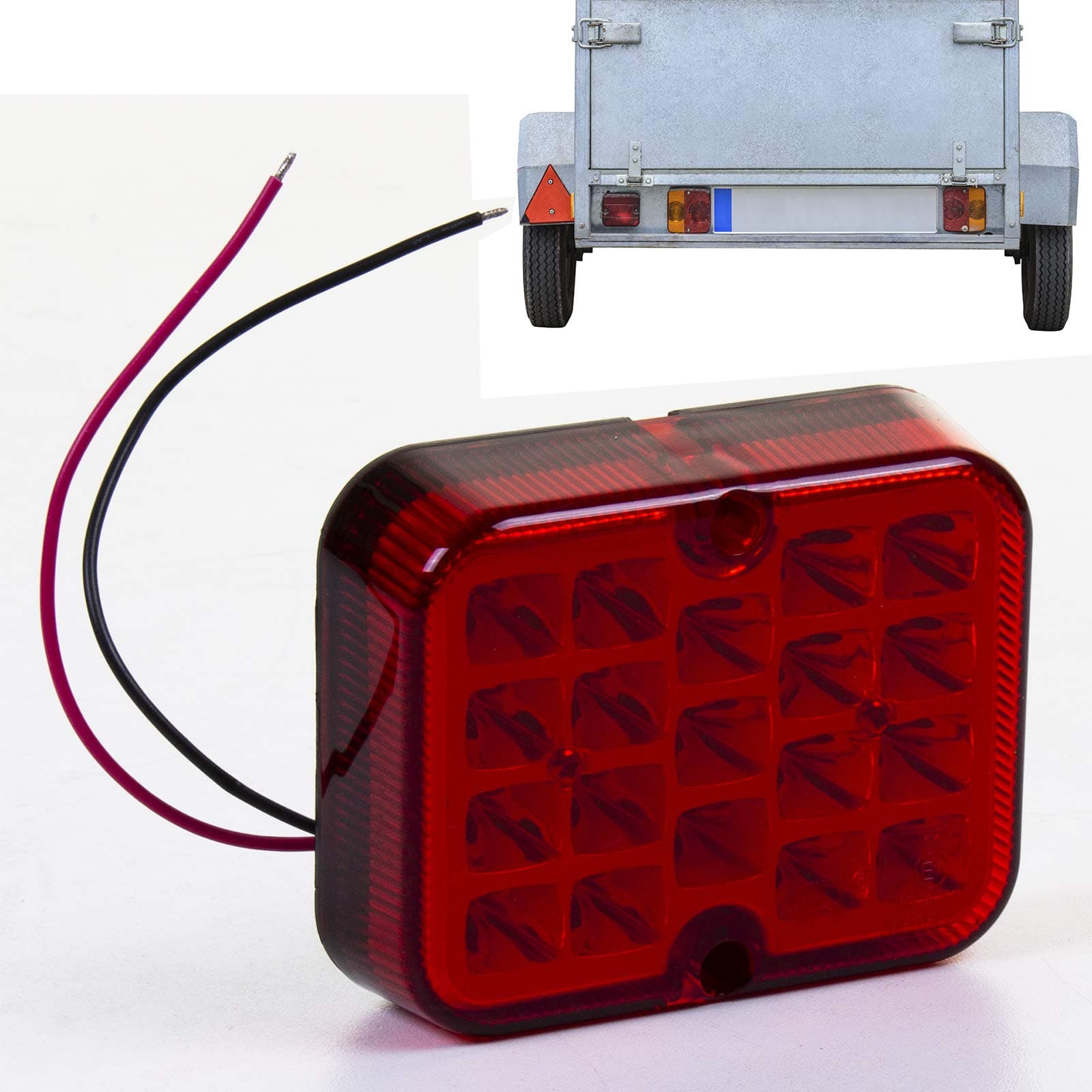 Marko Auto Accessories 12V/24V LED Rear Fog Light Red Square Trailer Lorry Van Caravan Lamp Universal