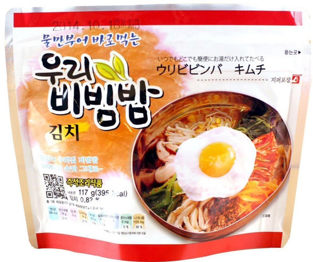 Woori's Ready to Eat Bibimbap Korean Mixed Rice Bowl100g (3.53oz) 335 Kcal - (KIMCHI, ONE)