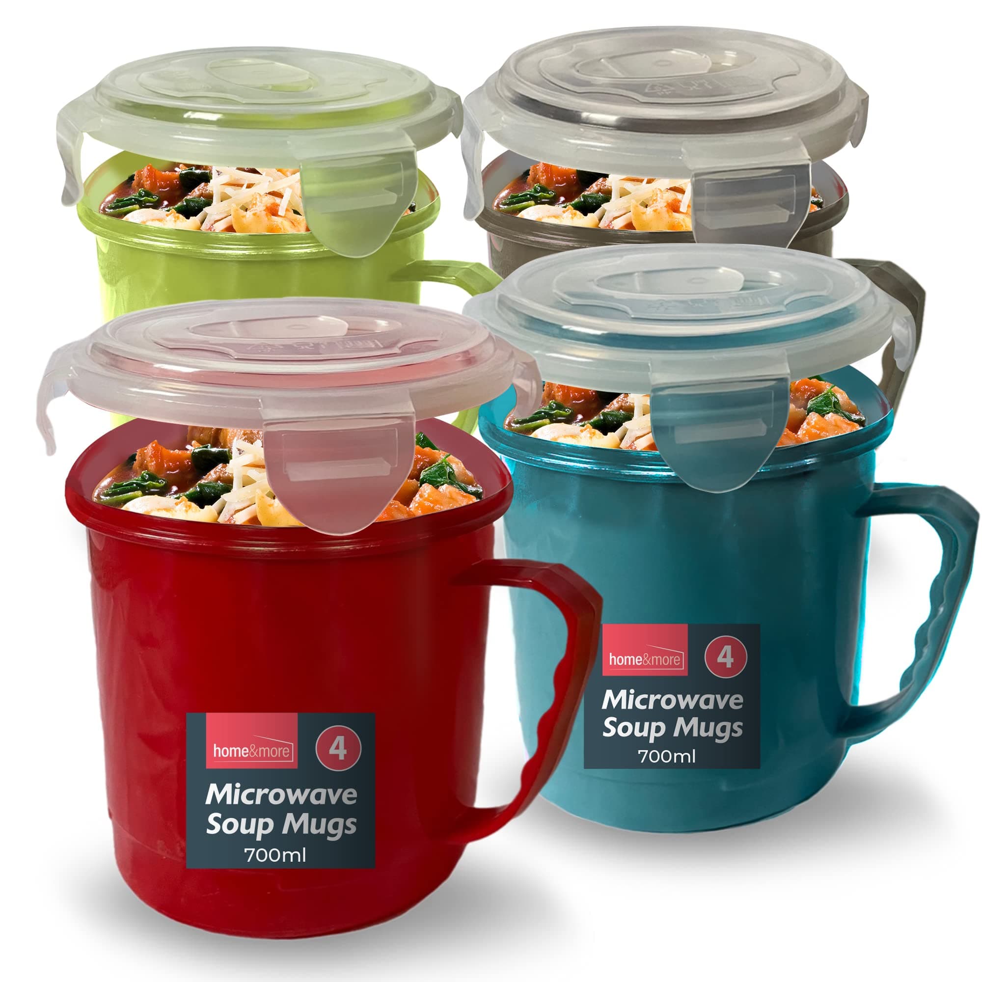 4 Soup Containers With Lids 700ml Microwave Safe Home Office With Airtight Lids