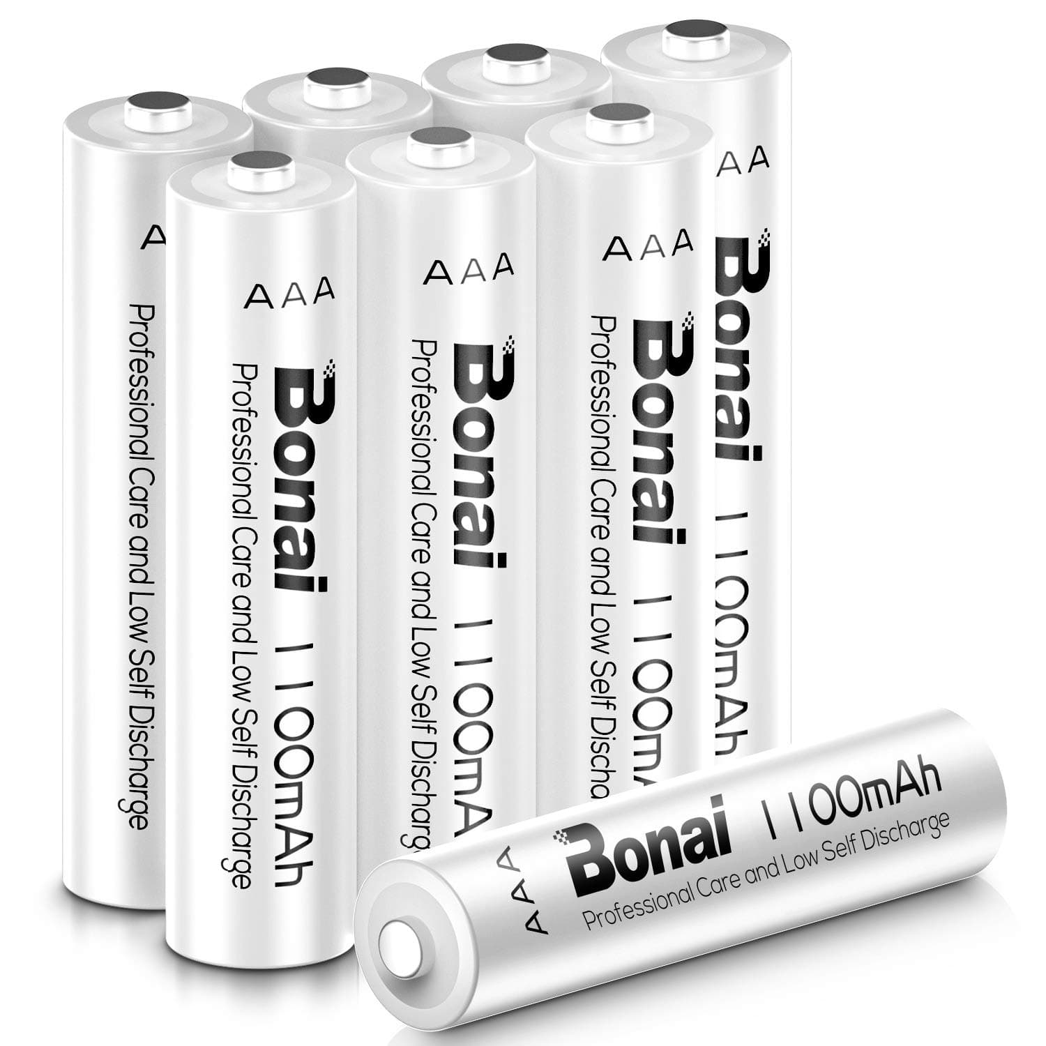 BONAI 1100mAh AAA Rechargeable Batteries 1.2V Ni-MH High-Capacity Batteries 8 Pack
