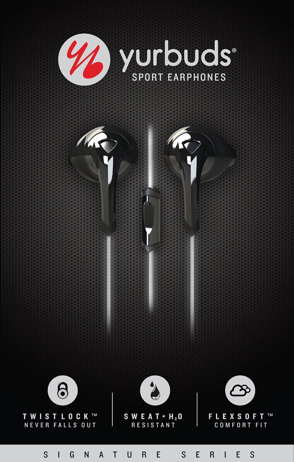 Yurbuds Sport Earphones Signature Series, with Twistlock, Sweat/Water Resistant, Flexsoft Comfort Fit, I-Button Mic Features, Including Premium Case