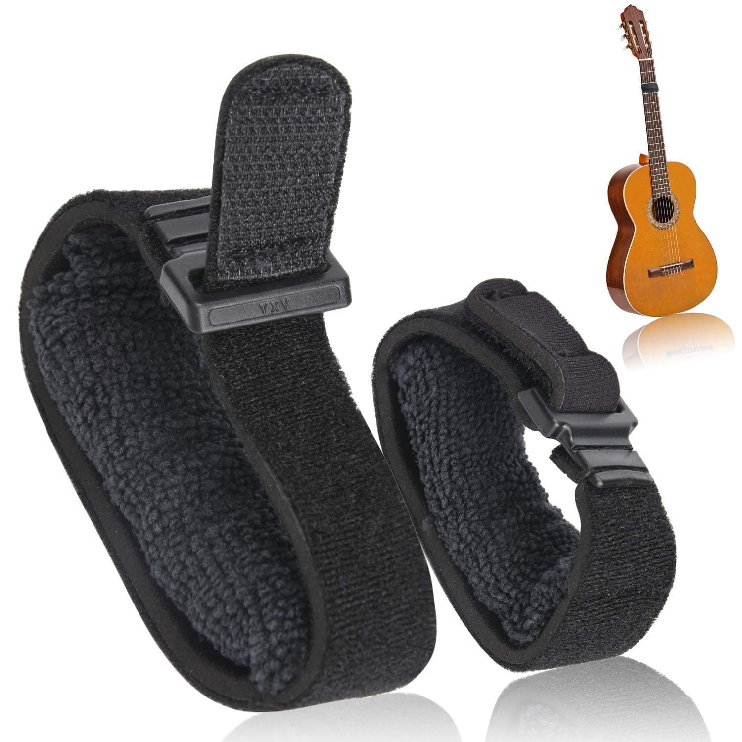 Facmogu 2PCS Guitar String Mute Dampener, String Cover Belt, Adjustable Bass Mute Silencer, Fretboard Muting Straps, Noise Damper Tape, Musical Instrument Accessories - Black