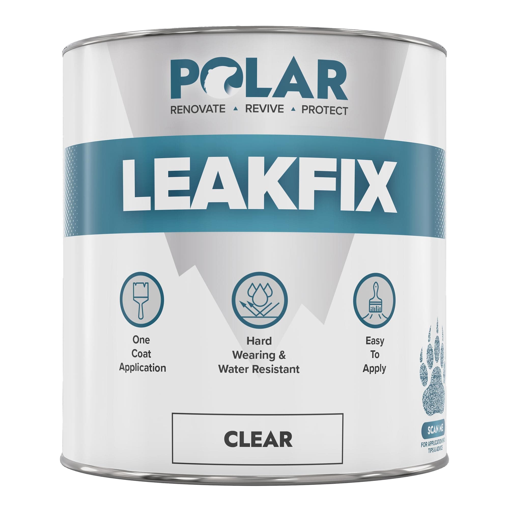 Polar Leak Seal Paint - Waterproof Roof Sealant for Leaks & Cracks - Seals and Protects Roofs, Gutters, & Drainpipes from UV Damage - Easy One Coat Application - Clear - 1L