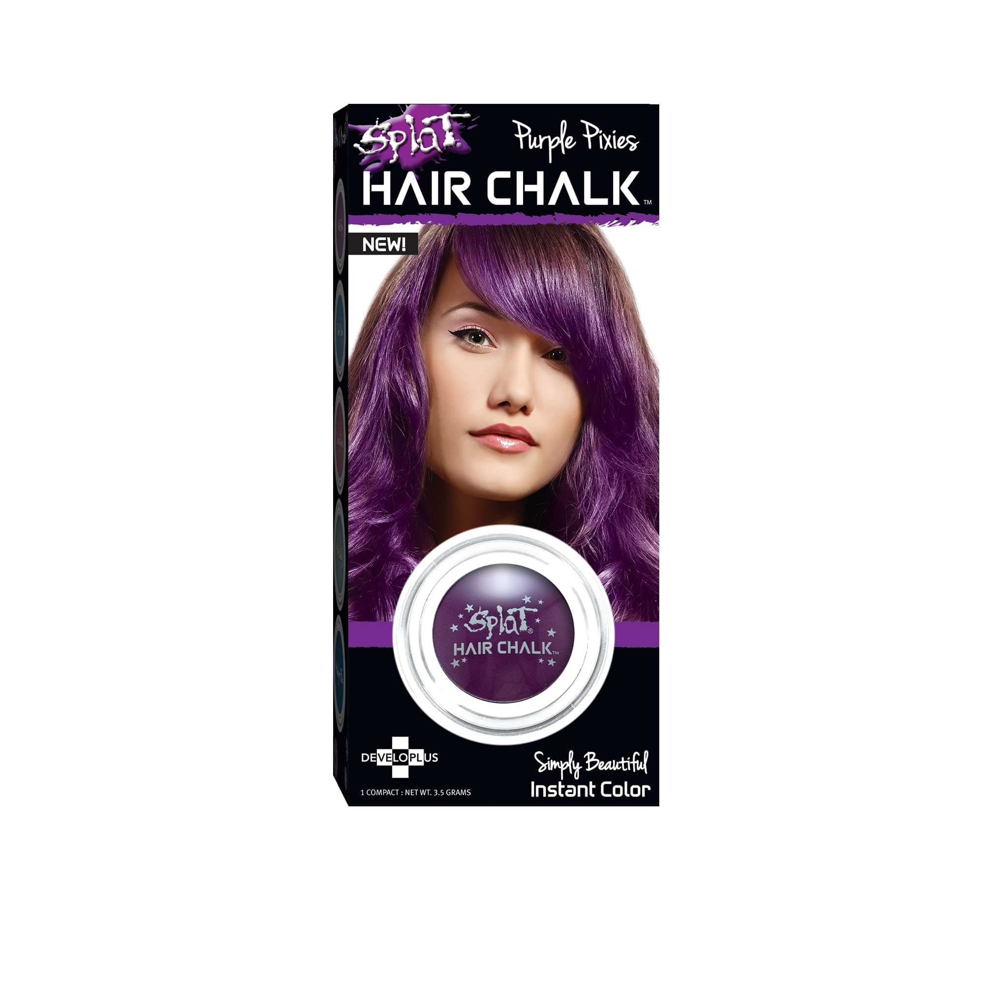 Splat Purple Pixies Hair Chalk, 1 Compact, Temporary Hair Color Glides on Easily for Fun Pops of Color, Washable Hair Color Chalk Shampoos Out, Cruelty Free & Vegan