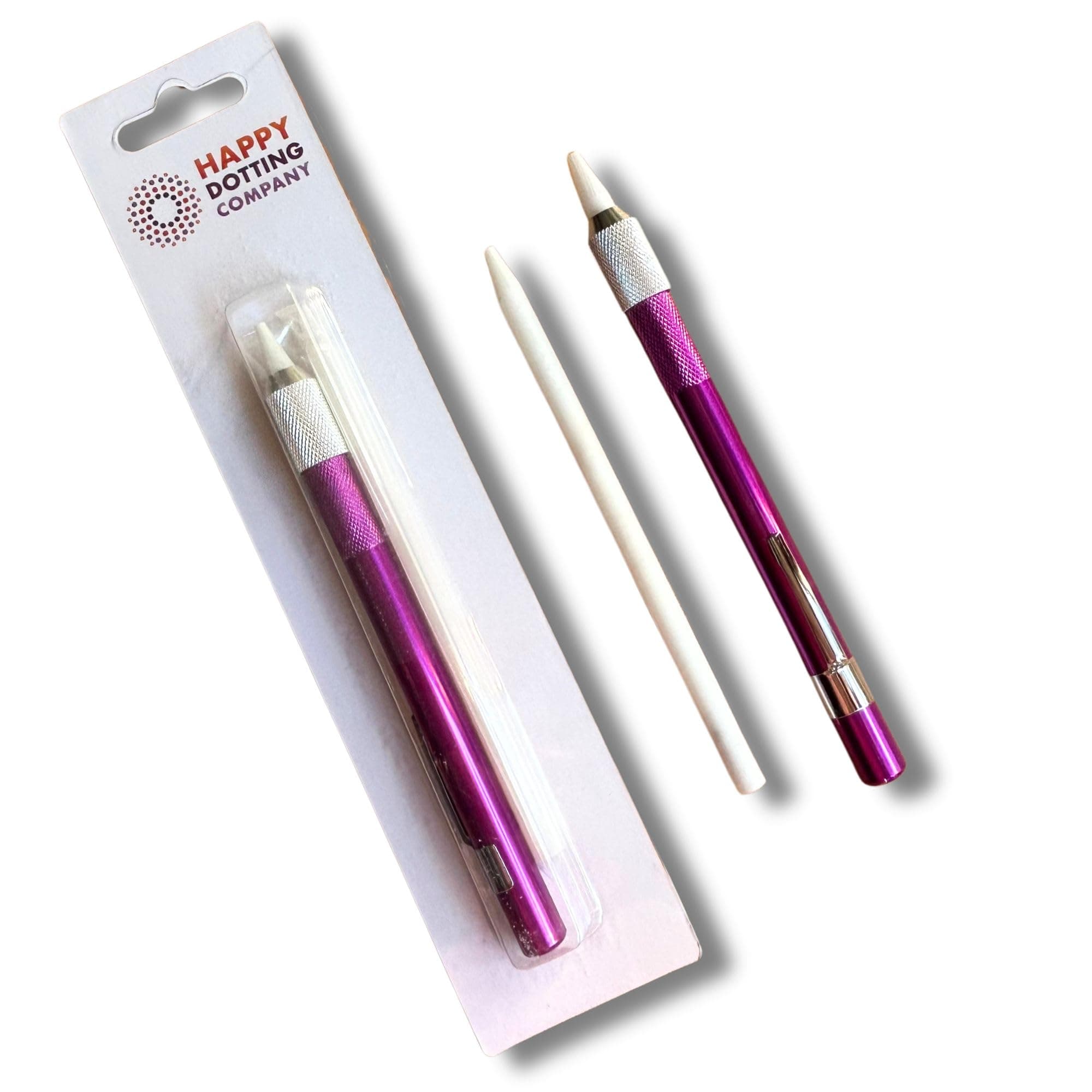 Happy Dotting Company Erasable soapstone marker with holder idea for dotting mandala art guidelines on dark surfaces - white grey color