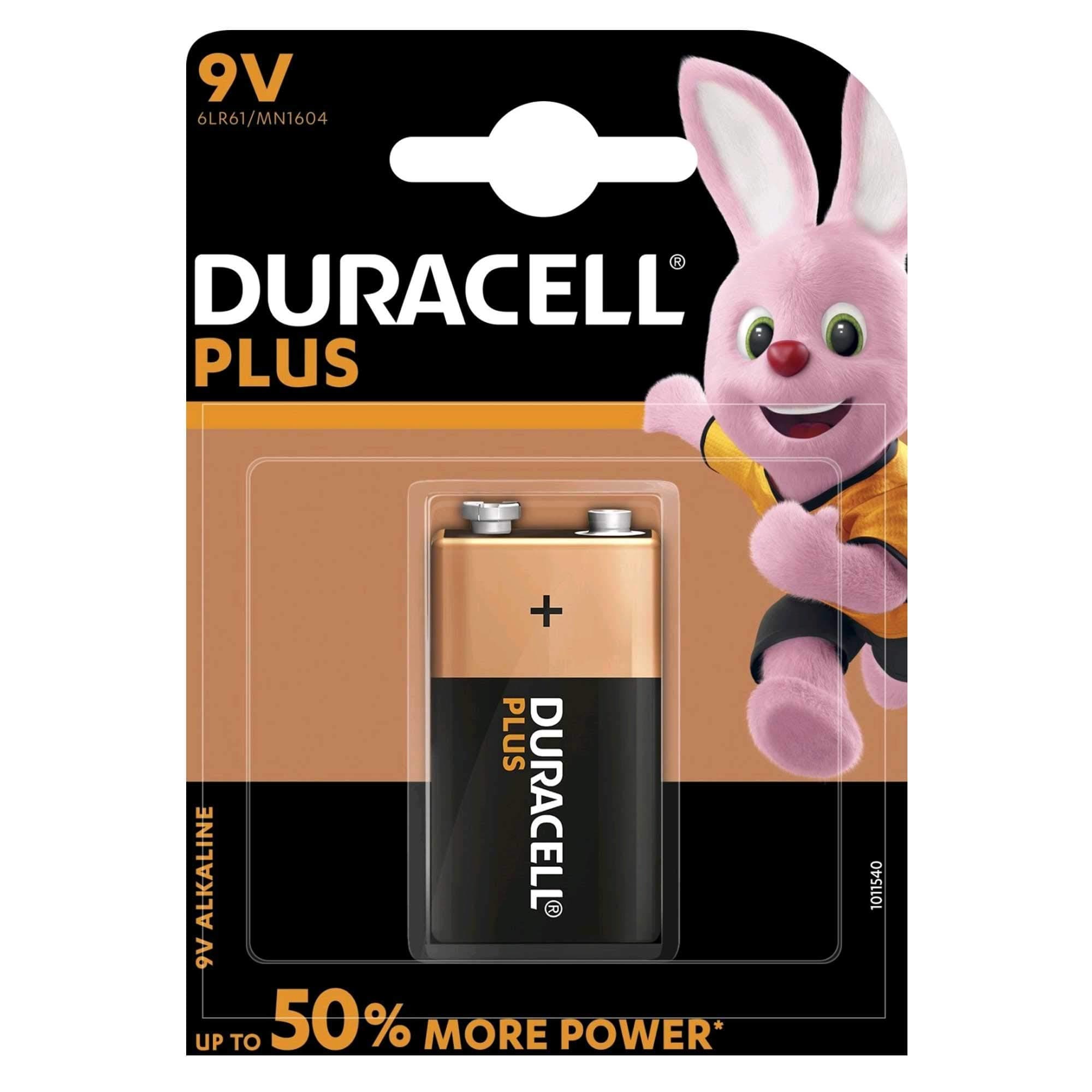 Duracell Plus Power Type 9V Alkaline Batteries, Pack of 1