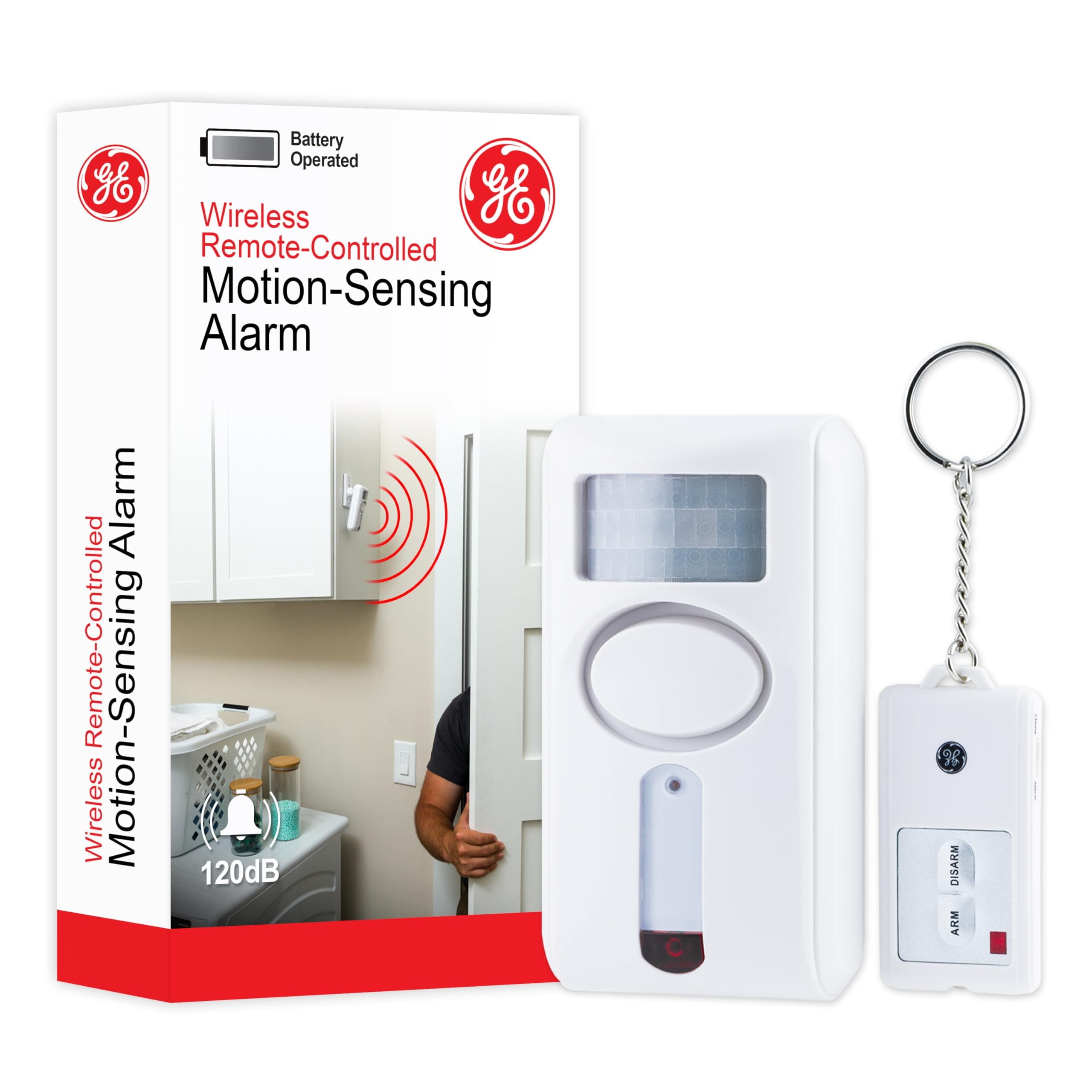 Personal Security Motion Sensing Alarm with Keychain Remote, 120dB Siren, Easy to Use, Easy to Install, No Wiring, Home Protection, 51207