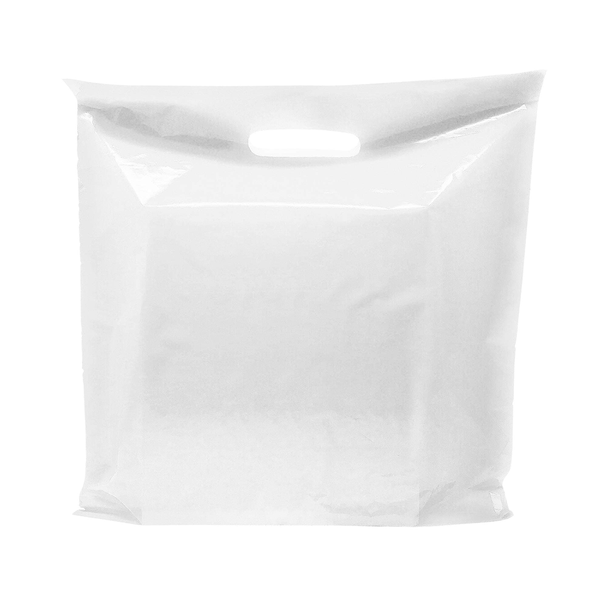 PPB POPULAR PLASTIC BAGSWhite Merchandise Plastic Shopping Bags - 100 Pack 20" x 20" with 2 mil Thick Extra Large Retail Bags - Die Cut Handles - Ideal for Large Packages, Children Toys - Color White - Recyclable