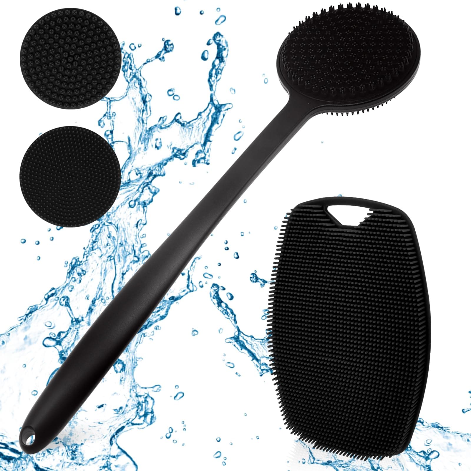 VWMYQBack Scrubber for Shower, New Upgrade Multifunction Exfoliator Body Scrubber for Effective Shower Scrubber for Body, Ergonomic No-Slip Handle and Easier Product Foam Silicone （2 Pack）