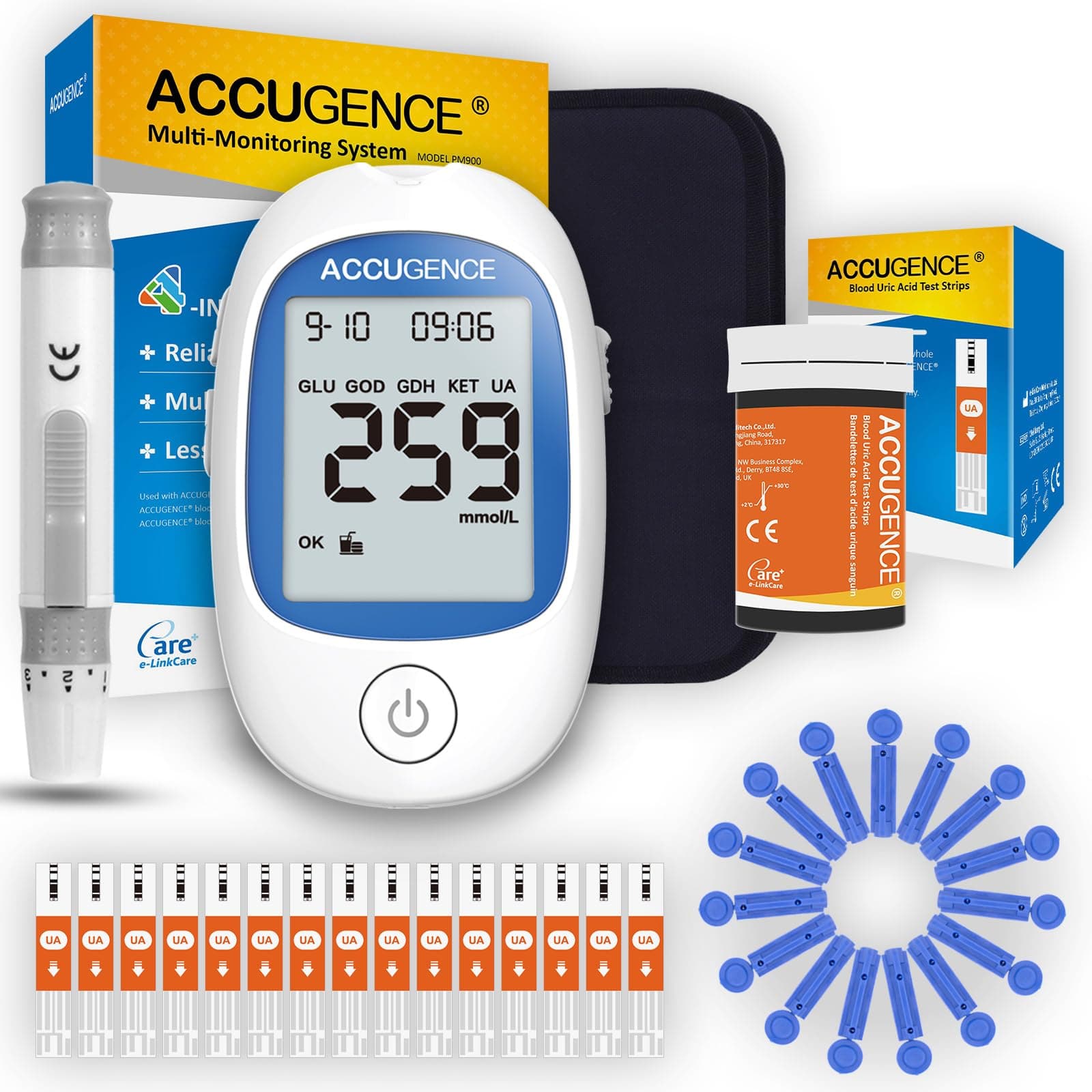 ACCUGENCE 3in1 Uric Acid Meter With 25 Uric Acid test strips, Uric Acid Testing Kit For Uric Acid Monitor -in μmol/L