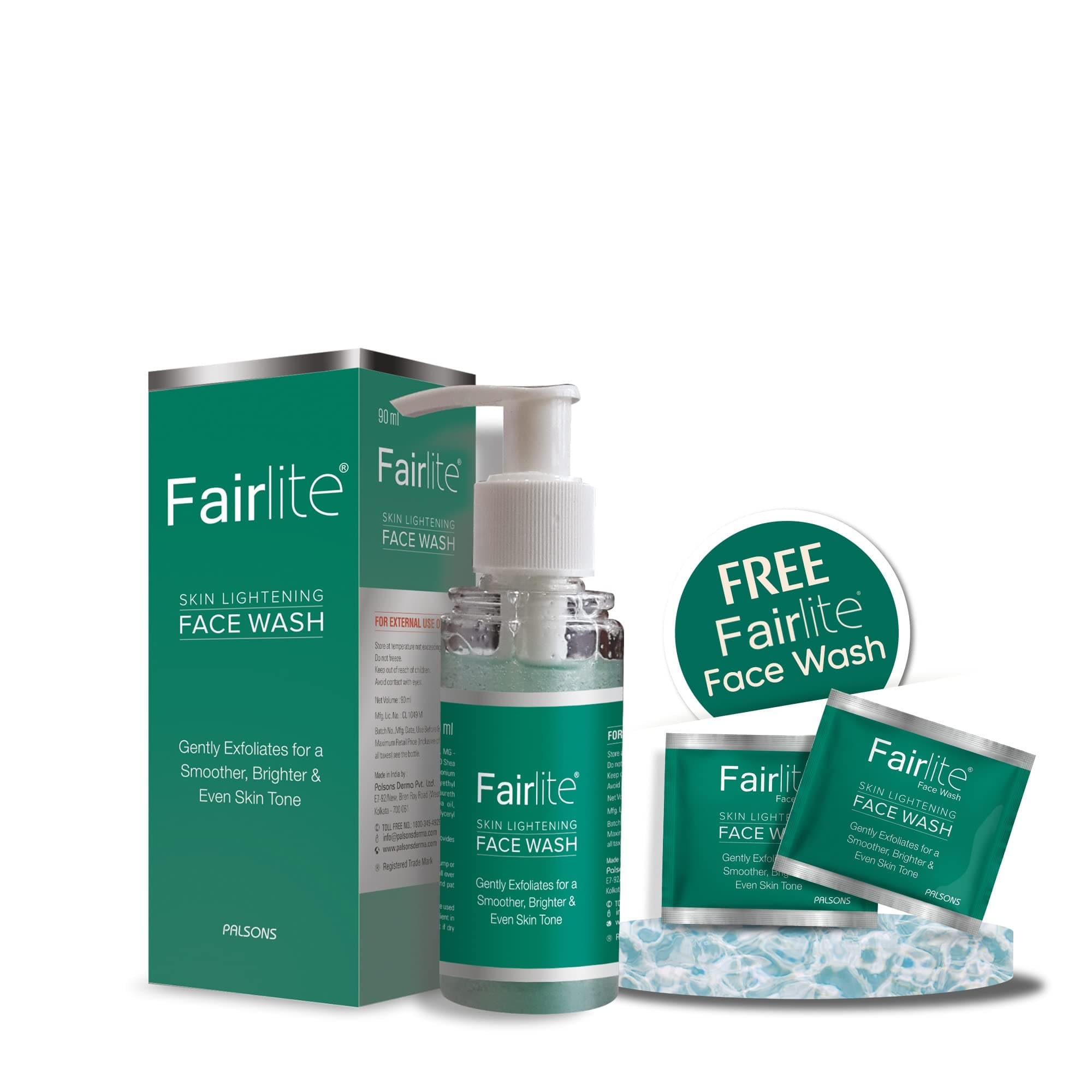 FAIRLITE Skin Lightening Face Wash 90 ml With 2 Free Samples Of Facewash 7.5 ml