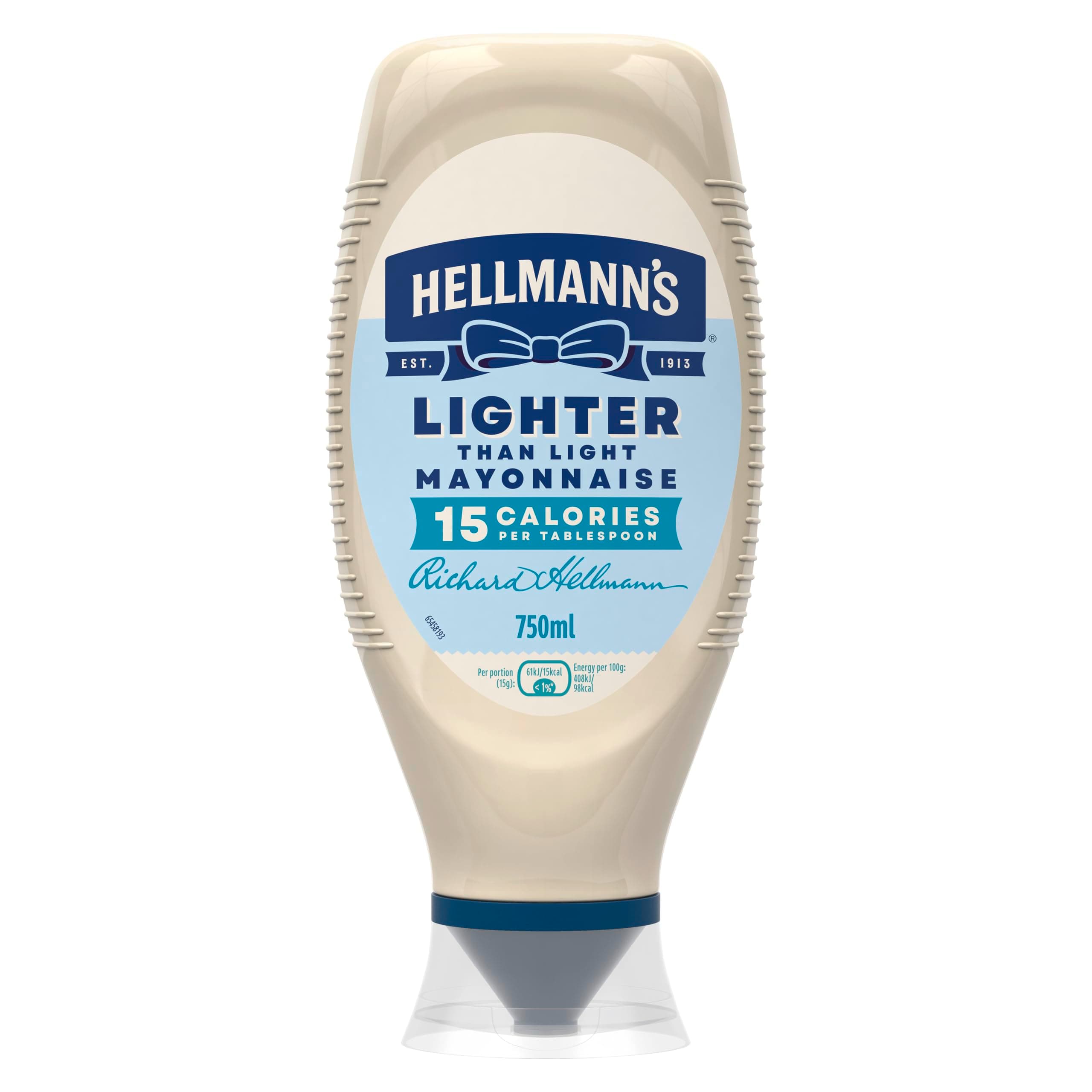 Lighter than Light Mayonnaise 100% recycled plastic bottle light mayo for sandwiches, wraps, and salads 750 ml