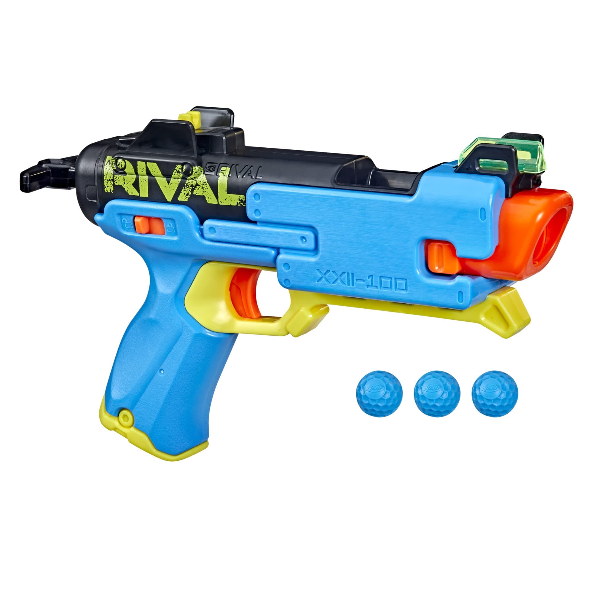 Nerf Rival Fate XXII-100 Blaster, Most Accurate Rival System, Adjustable Rear Sight, Breech Load, Includes 3 Rival Accu-Rounds