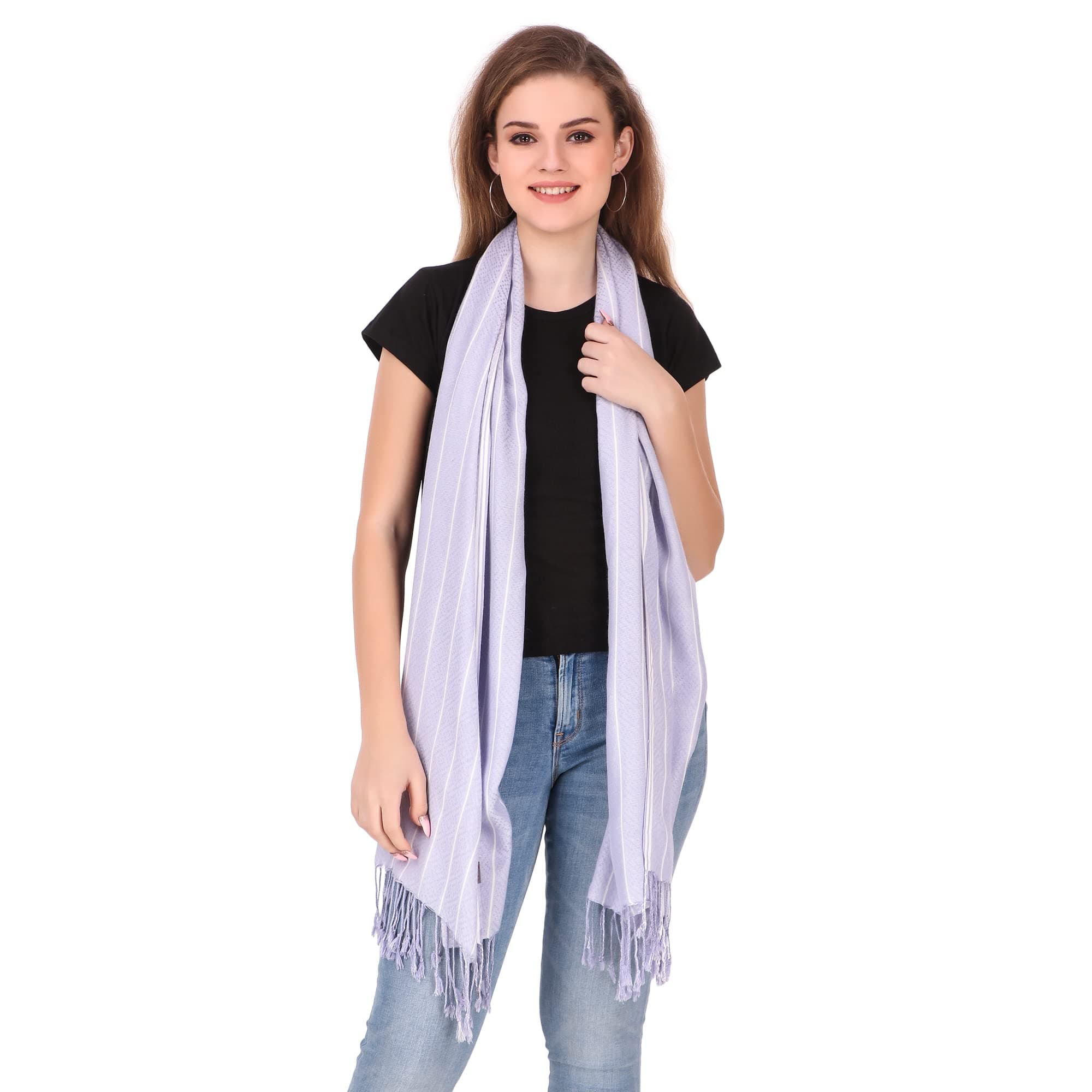 stole/scarf for girl/ladies Colour- Light Purple soft viscose cotton blend ethnic pattern scarves pack of 1 ST-37