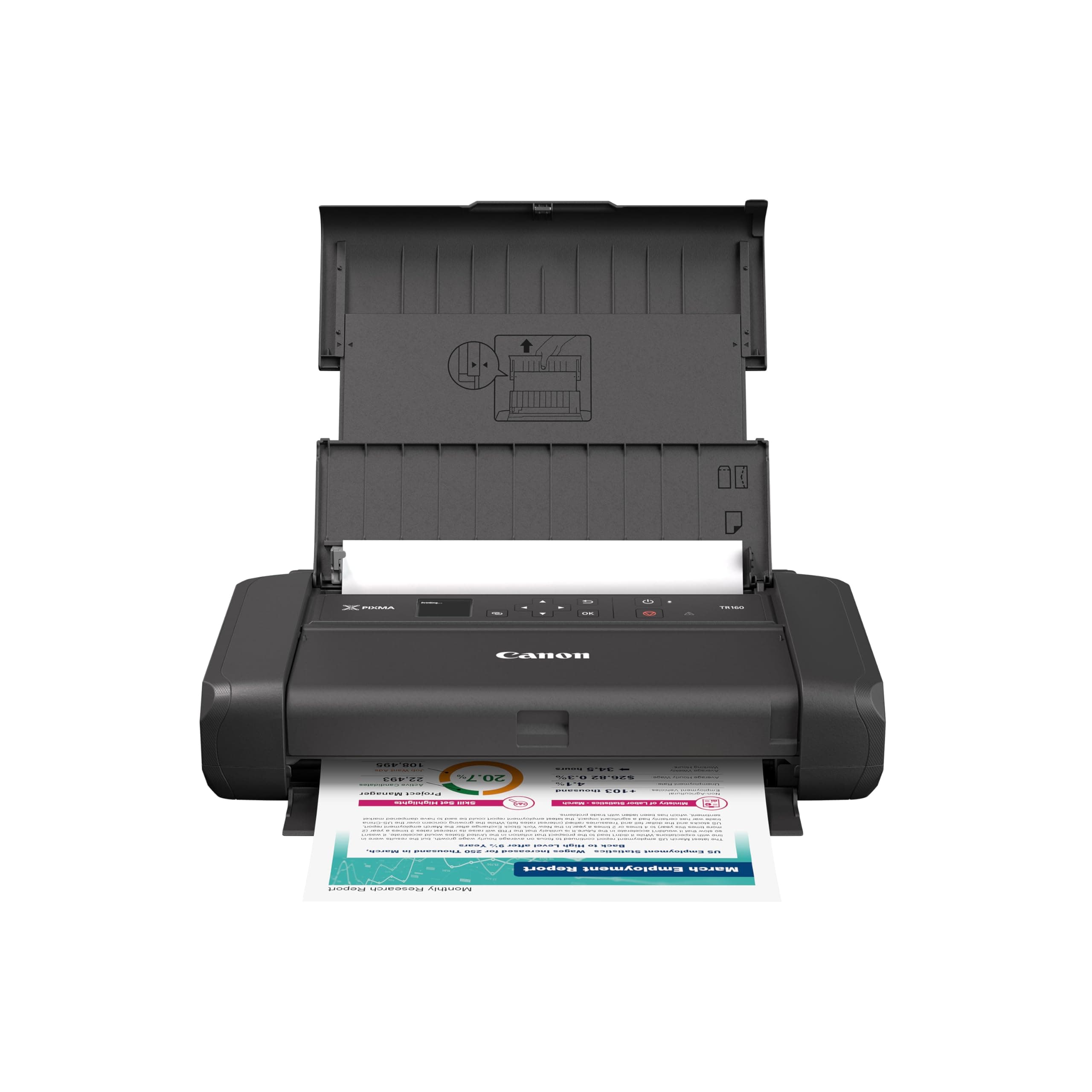 Canon PIXMA TR160 Wireless Portable Printer, 50-Sheet Paper Tray and 1.44" Display