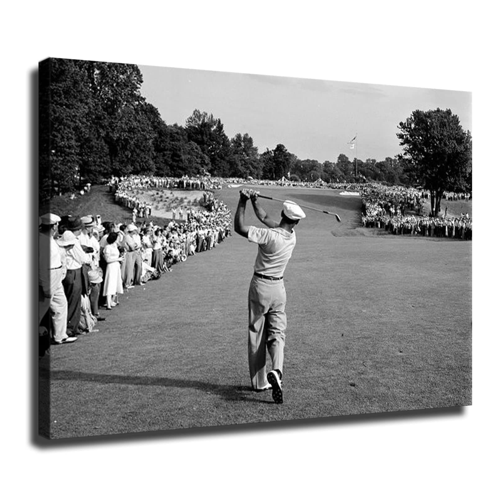 Ben Hogan Famous 1 Iron Golf Shot Poster Canvas Print Wall Art Modern Classroom Kitchen Bedroom Room Aesthetics Decoration Boys Women Gift Unframed and Framed (20x27inch-No Framed)
