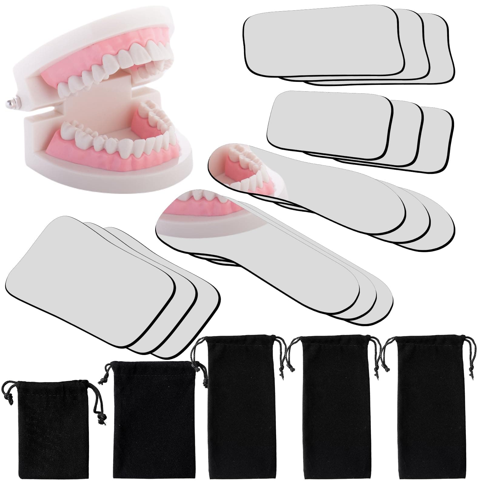 30 Pieces Dental Mouth Mirror Occlusal Reflector Intraoral Photography Mirror 2 Sided Dental Plated Glass Intraoral Photo glass for Clinic Dentist
