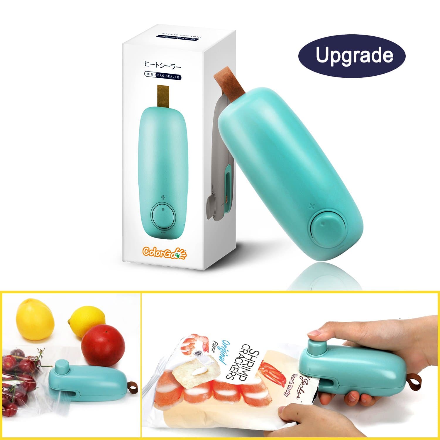 OkidSTEM Chip Bag Sealer, 2 in 1 Hand Held Mini Portable Heat Sealer for Plastic Bags Food Storage Resealer with Safety Lock [Upgrade Version & Patent Protect]