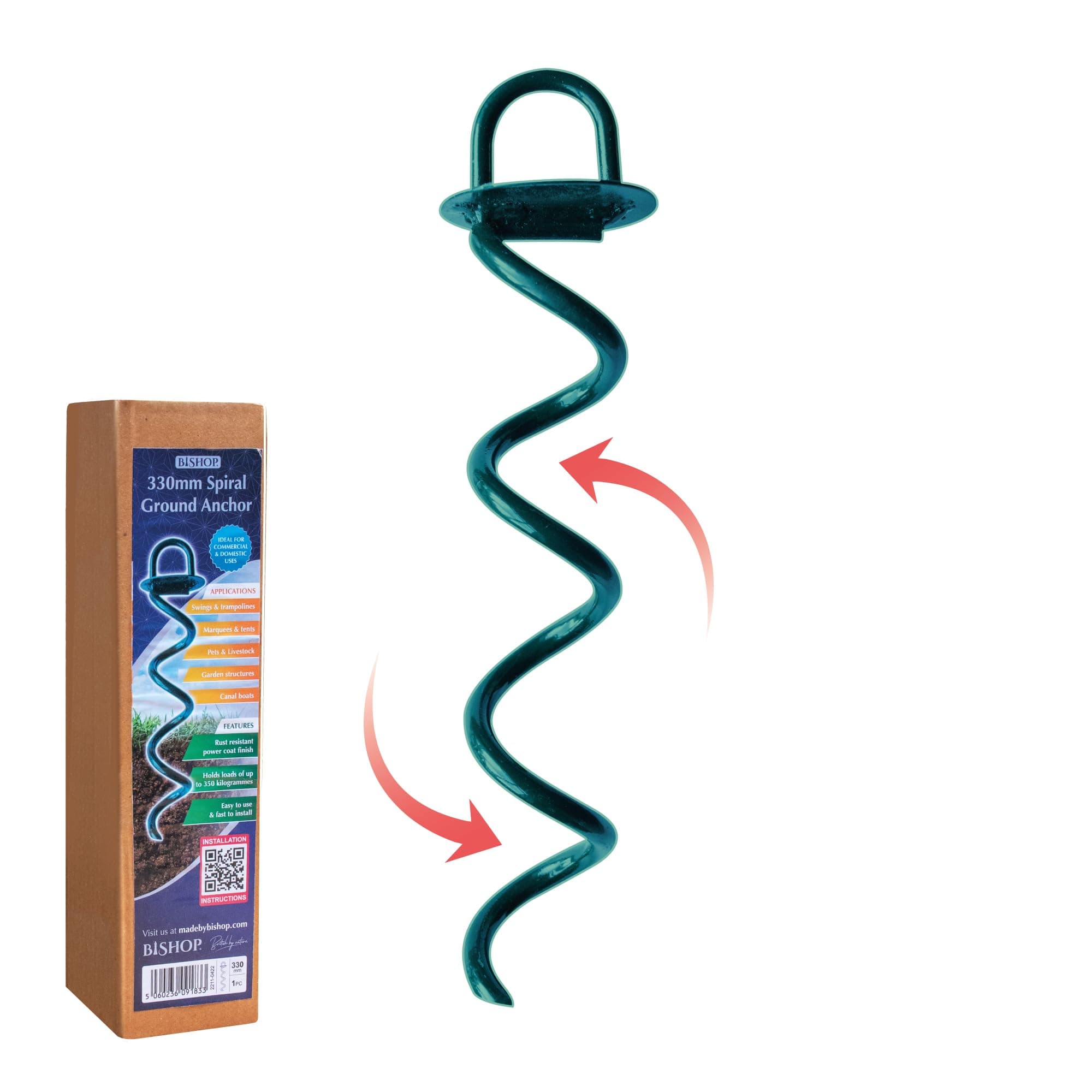 BishopSecurity Ground Anchors Universal Screw For Trampolines, Tarpaulins & Swings