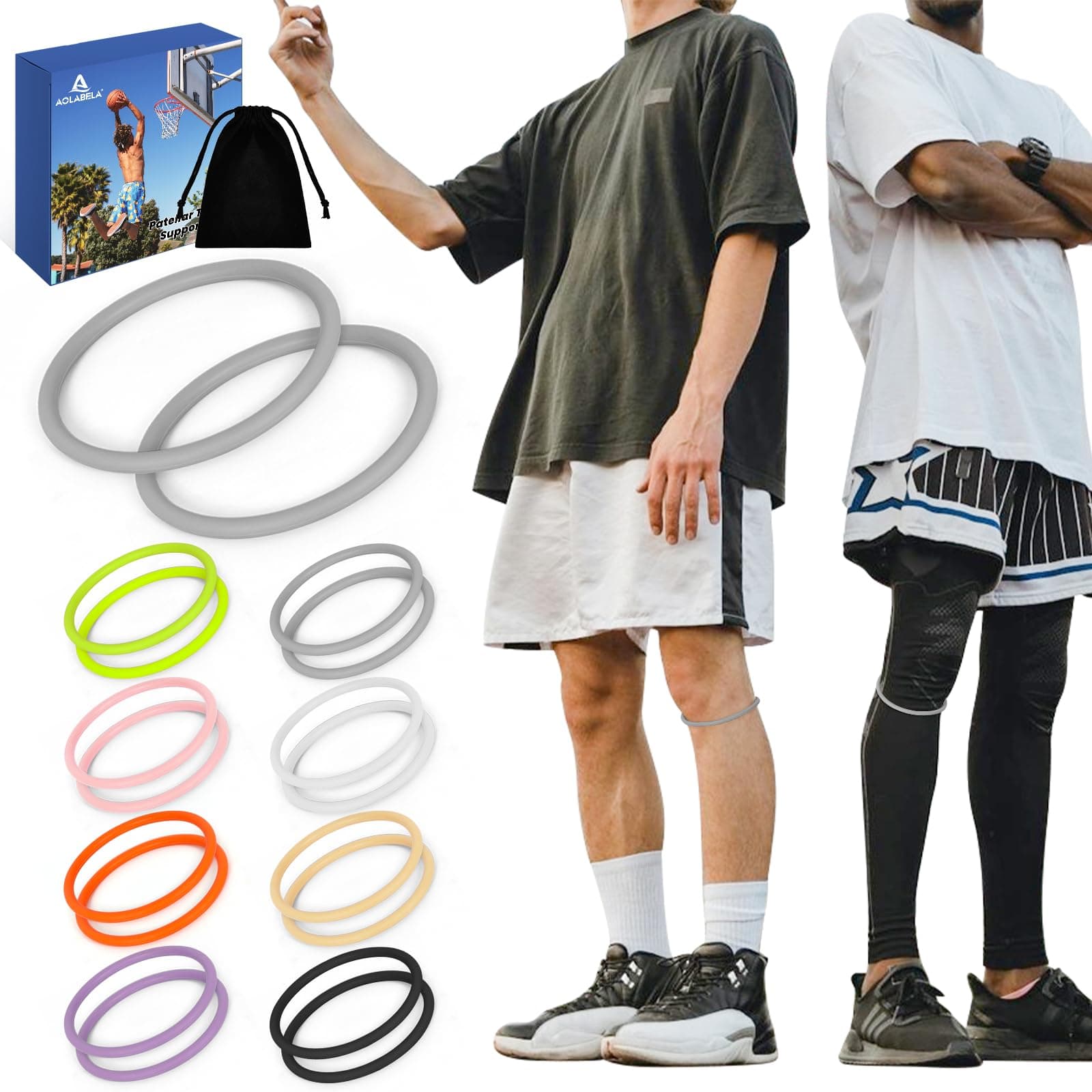 Aolabela 2PCS Patellar Tendon Knee Strap Knee Band for Knee Pain Relief Patella Knee Band for Basketball Running Sports Breathable Patellar Tendon Support Strap