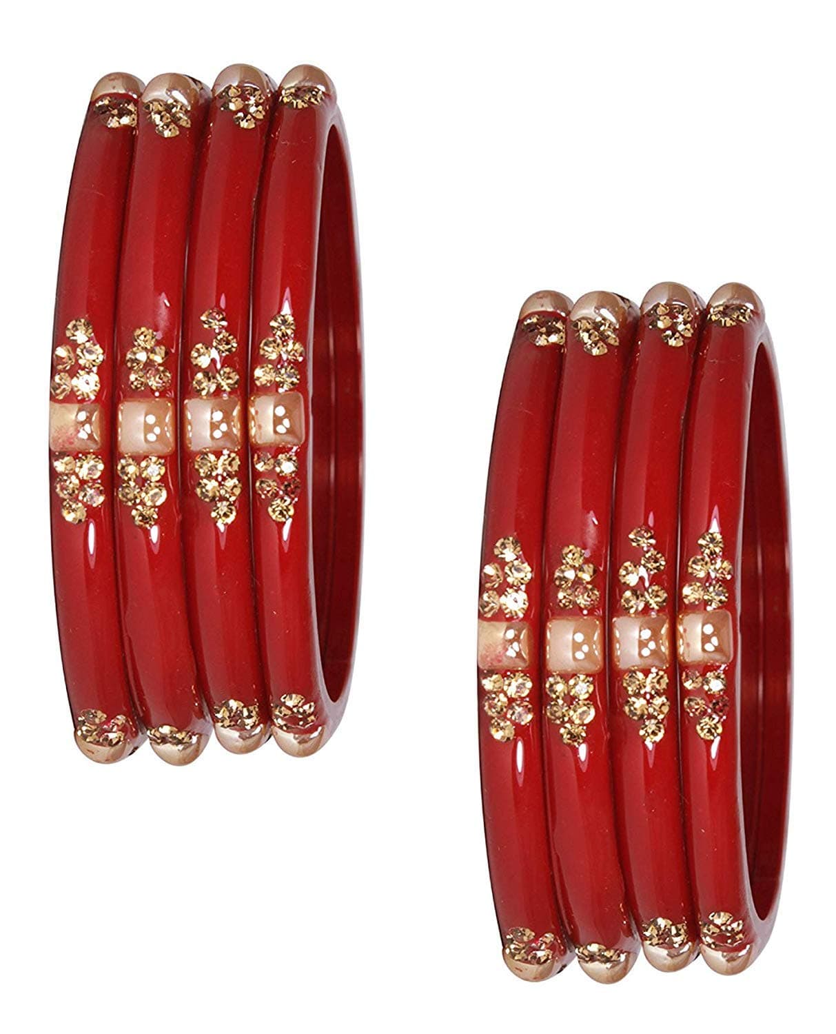 Stylish Glass Kada Set Studded with Zircon Gemstone & Beads for Women & Girls