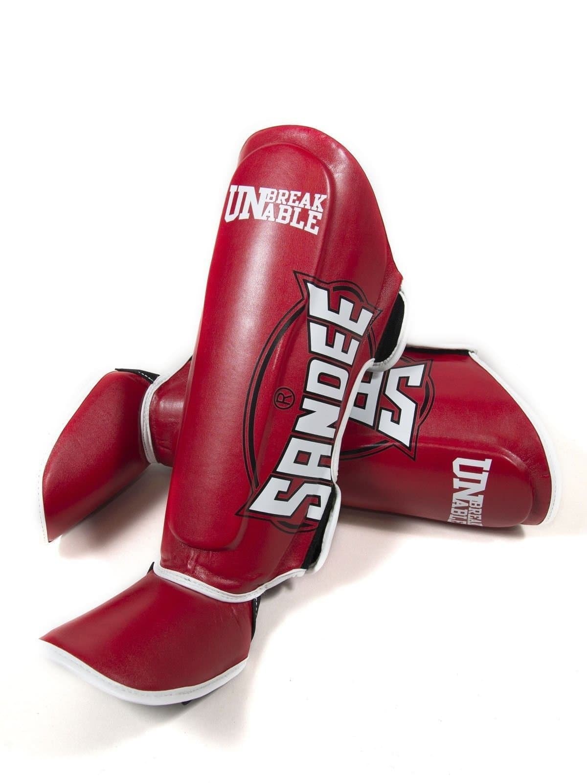 Sandee Cool-Tec Red Synthetic Leather Boot Shin guards Muay-Thai Boxing - Kids