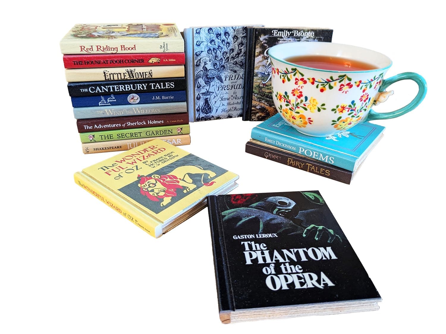 Wooden Book Coasters for Drinks - 55 Classic Title Options, Handmade in San Diego