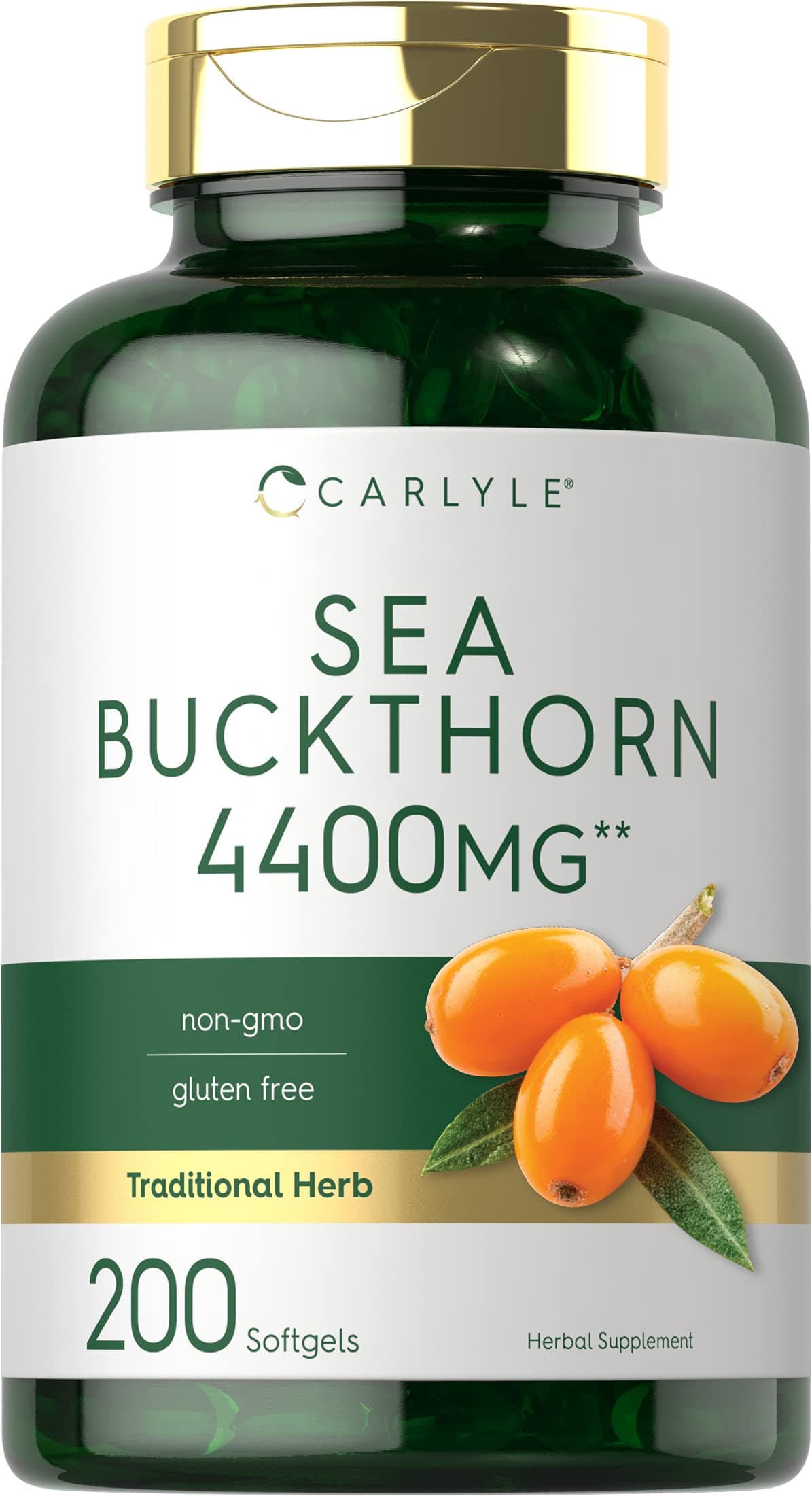 Carlyle Sea Buckthorn Oil Capsules | 200 Softgels | Non-GMO, Gluten Free | Sea Buckthorn Berry Oil Supplement