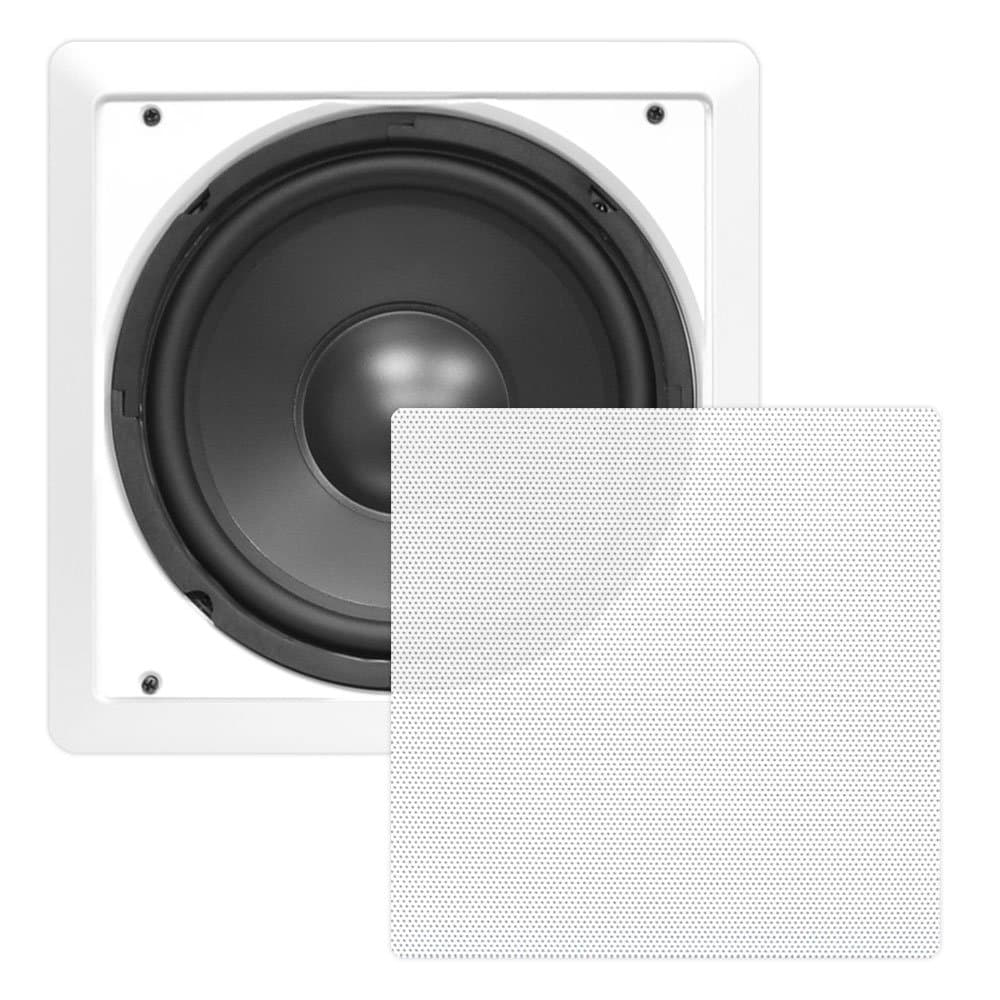 Ceiling Wall Mount Enclosed Speaker - 360 Watt Stereo In-wall/In-ceiling 10" Full Range Subwoofer System 40Hz-3kHz Frequency Response, 8 Ohm, Flush Pyle PDIWS10 (White), One Size