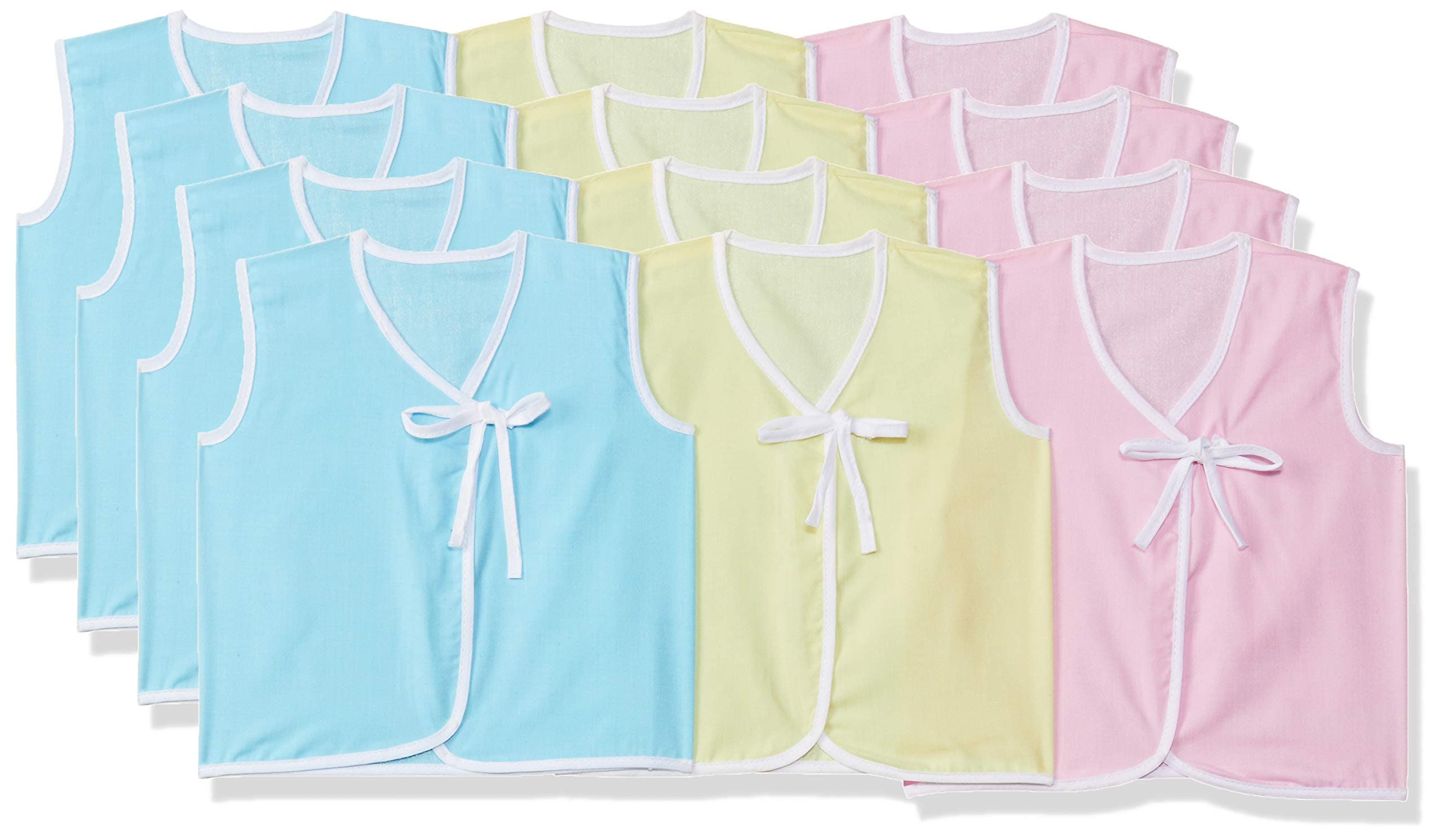 KiddosCare Baby Cotton Sleeveless Button Jabla (Multicolor, Medium, Pack of 12)