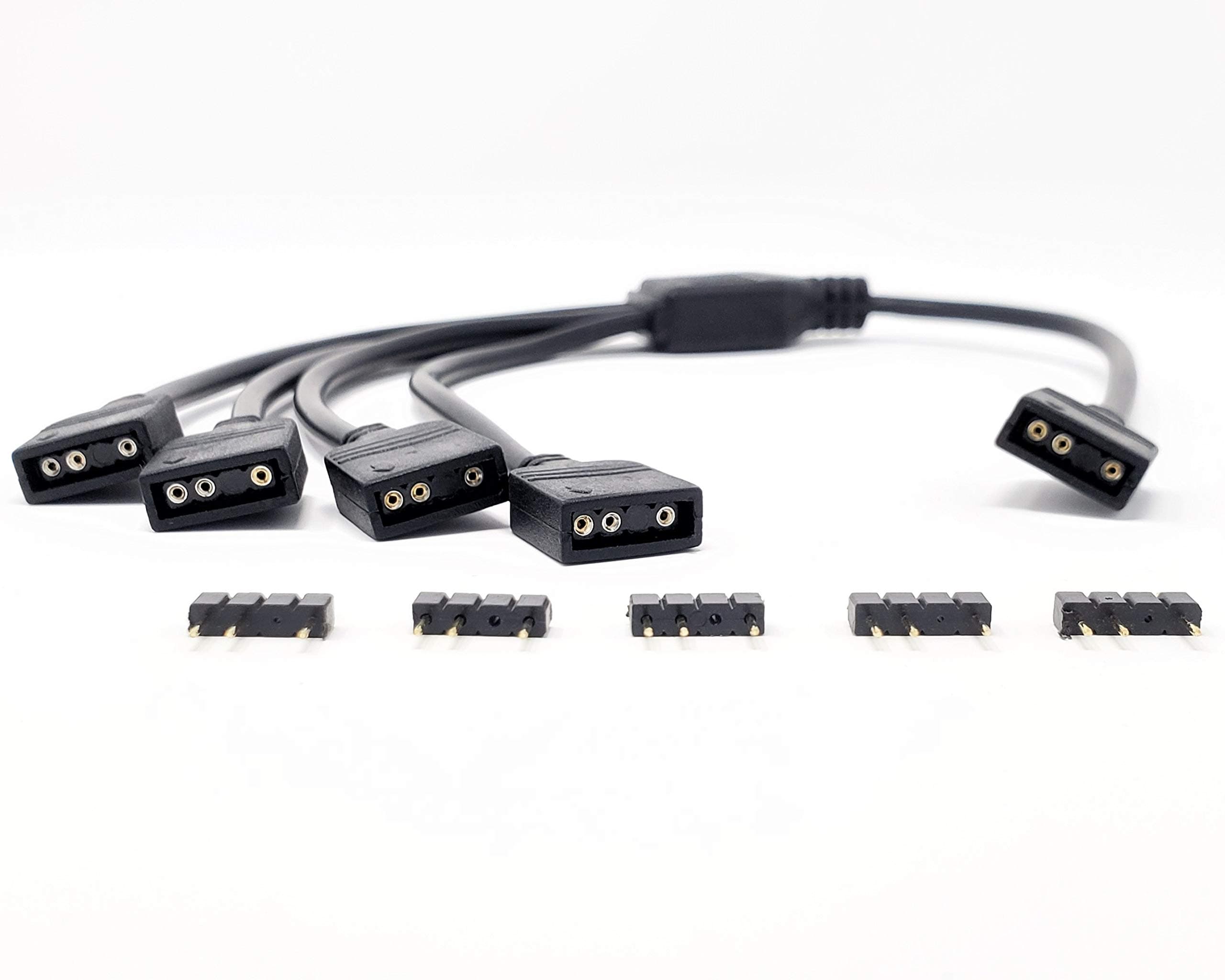 Micro Connectors 3-Pin Addressable RGB (ARGB) 1 to 4 Splitter Cable - 50cm with Male Pins (F04-04ARGB-50)