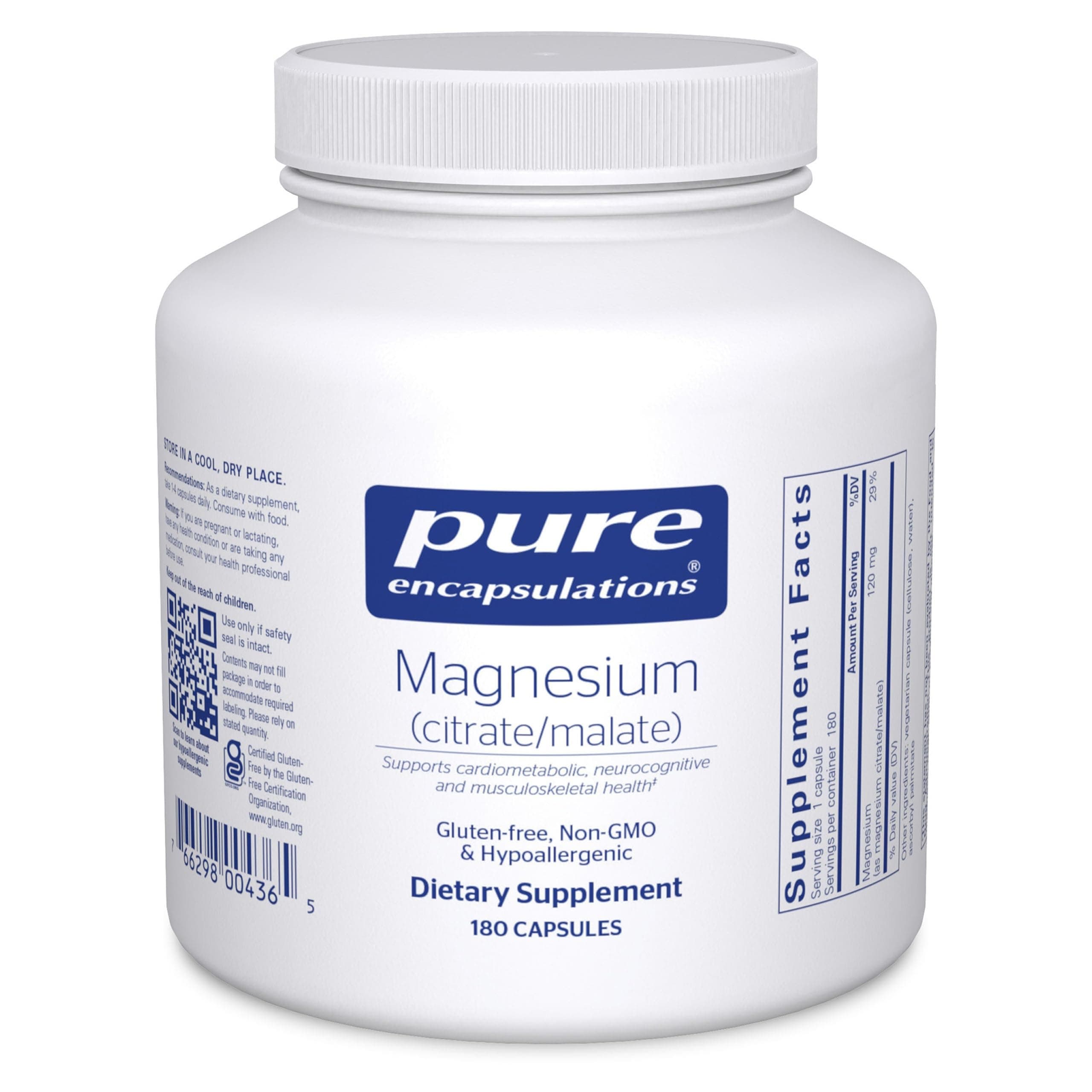 Magnesium (Citrate/Malate) - Magnesium Supplement to Support Nutrient Utilization, Energy, Bones & Heart Health* - with Magnesium Citrate & Malate - 180 Capsules