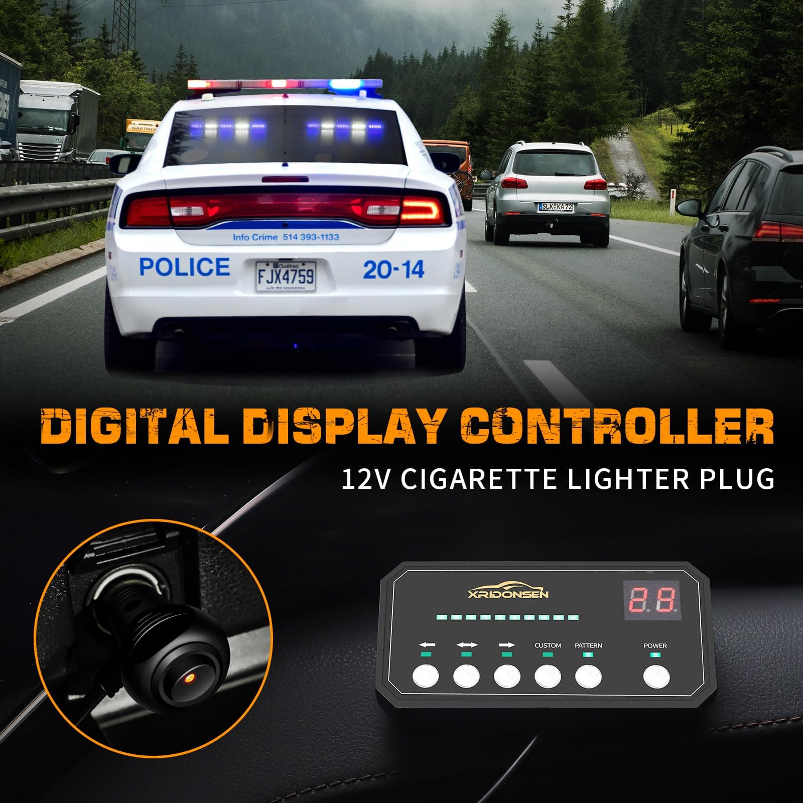 XRIDONSEN 2x 17 inch Blue White Emergency Dash Strobe Lights Bar 40 LED Interior Front/Rear Windshield Lights Safety Flashing Warning Hazard w/Suction Cups for Police Firefighter Vehicles Trucks Car