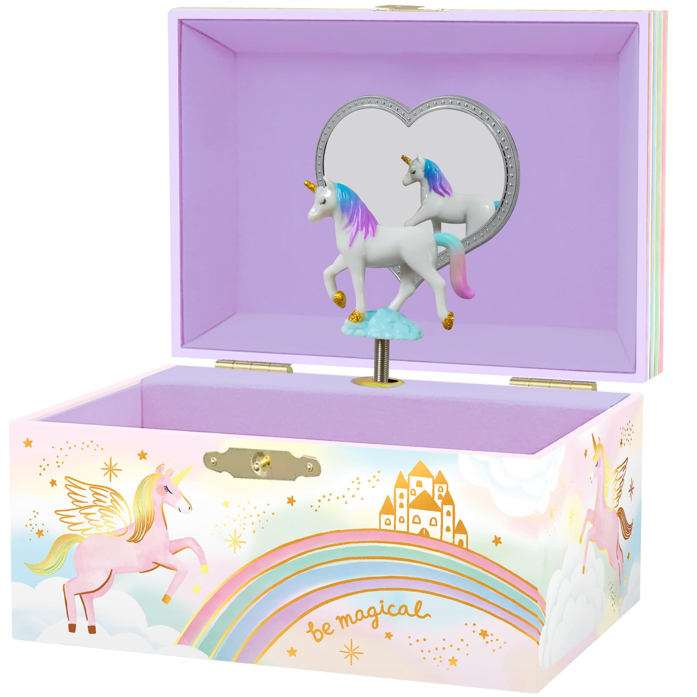 Unicorn Musical Jewellery Box for Girls - Unicorn Music Box for Kids, Unicorn Birthday Gifts for Little Girls, Jewellery Box, 15.2 x 11.8 x 9 cm - 3-10 Years, GHB1201, Violet