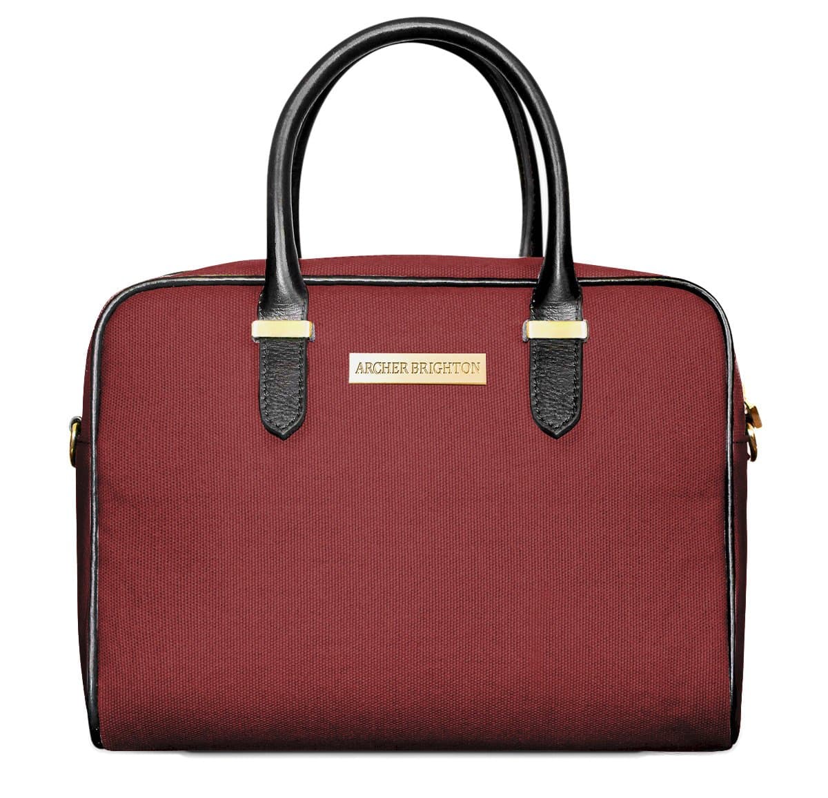 Archer Brighton Sophie Insulated Lunch Box Tote Bag. Adult Women's Professional Leather Canvas Lunch Cooler Bag for Office, Picnics & Travel - Waterproof with Adjustable Crossbody (Red)