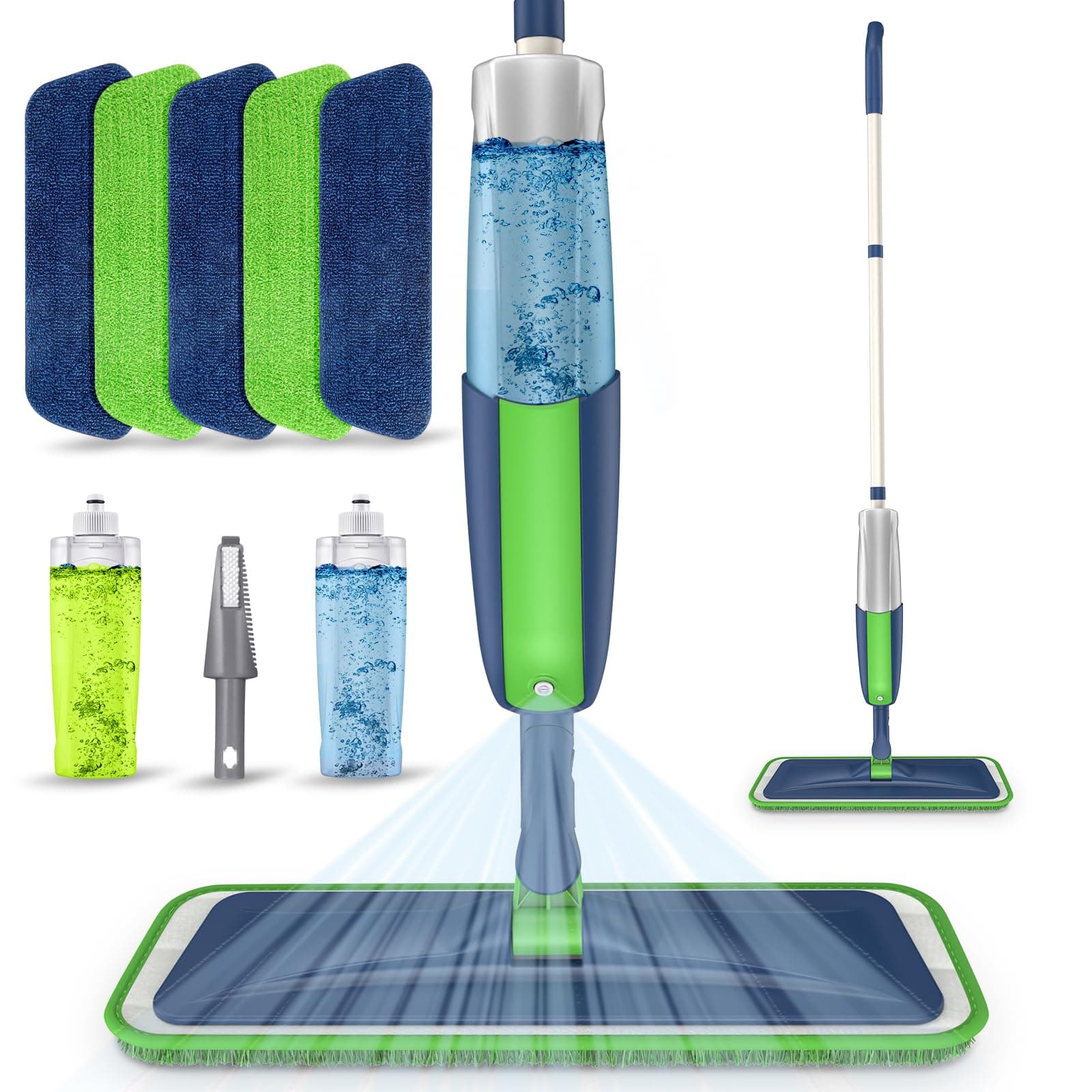 Spray Mops for Cleaning Floors - MEXERRIS Floor Cleaning Mop with 5 Reusable Microfiber Pads 2 Refillable Bottles - Wet Dry Mop Dust Mops for Hardwood Laminate Vinyl Ceramic Tiles Floors Cleaning