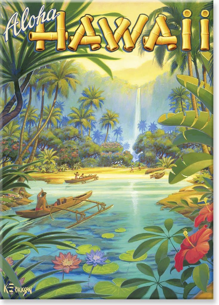 Hawaiian Art Collectible Refrigerator Magnet - Aloha from Hawaii by Kerne Erickson