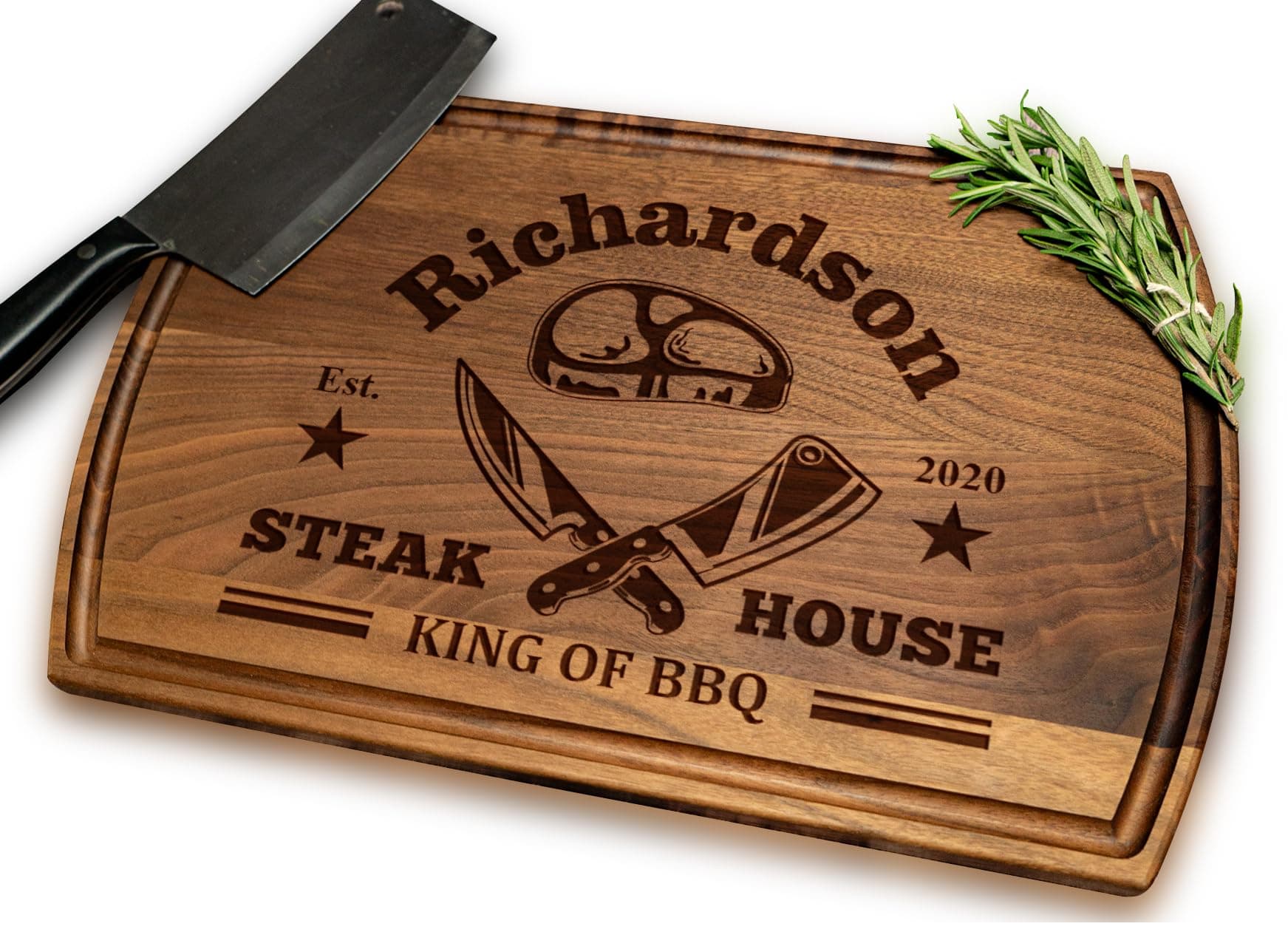 Personalized Christmas Gift for Men, Dad Cutting Board - Customized Wood Grill Board for BBQ Masters - Custom Barbecue and Grilling Gift for Dad, Grandpa or Him - Christmas, Anniversary, Birthday