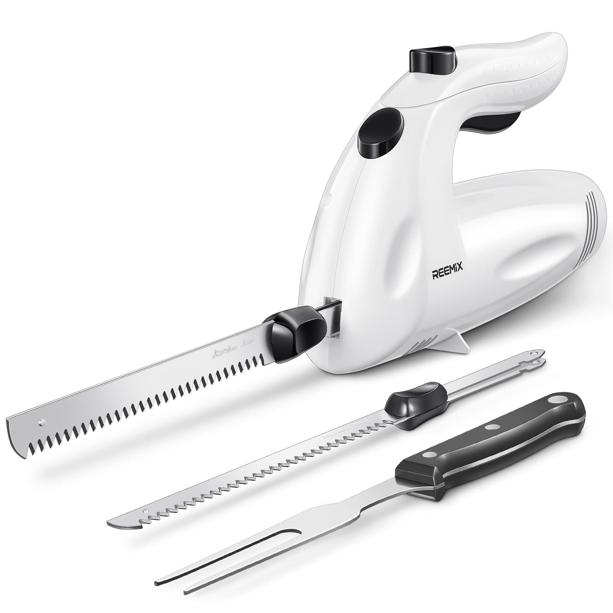 Electric Knife, For Cutting Meat, 2 Sets Of Blades, 1 Fork, Slices Meats, Deli Fish, Bread (Blau)