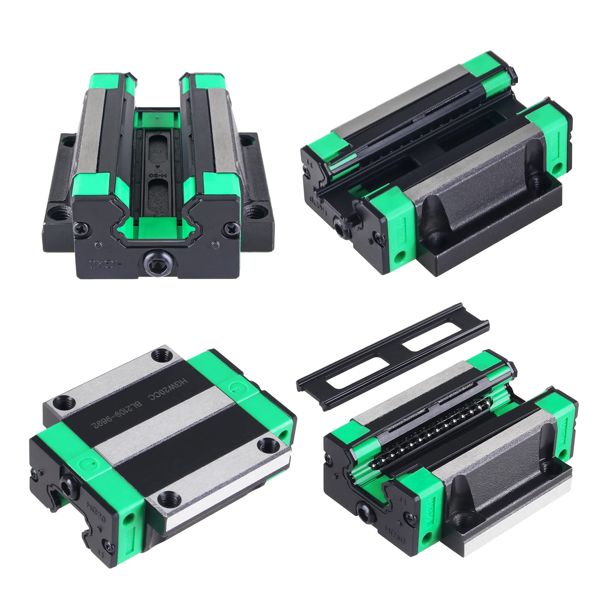 HGW20CC Linear Rail Sliding Block 4PCS Linear Ball Bearing Slide Block Slider Blocks Carriage HGW20CC Motion Bearing Block Open Linear Slider Block for Linear Rail CNC DIY Parts