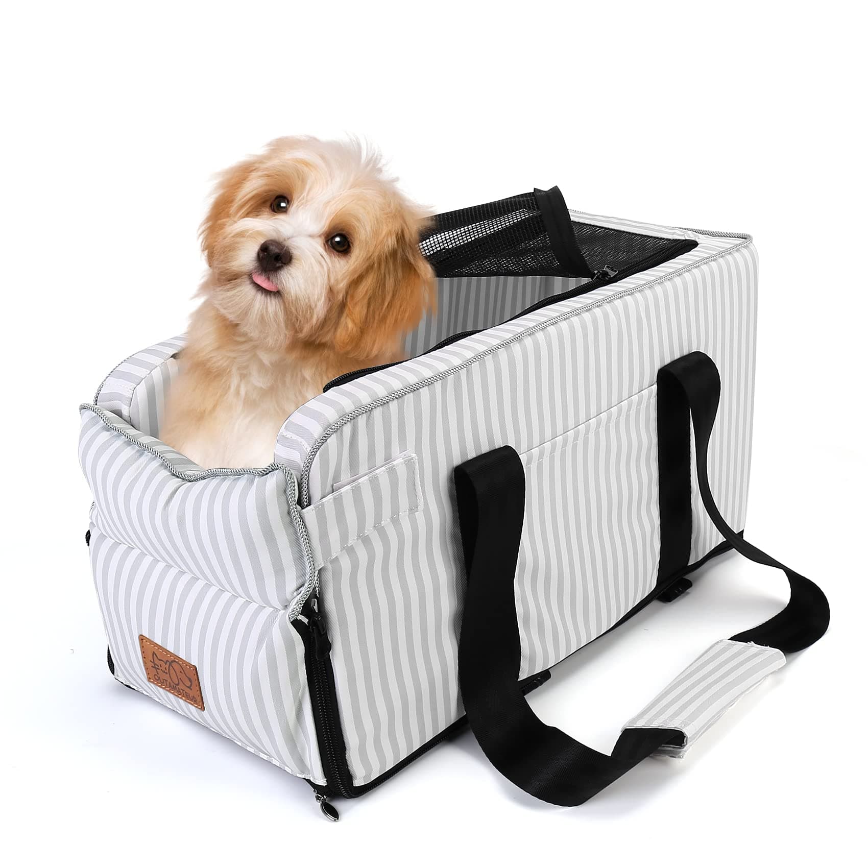 Console Dog Car Seat, Armrest Booster Seats for Small Dogs Up to 12 Lbs, Washable and Detachable Dog Armrest Car Seat with Safety Hook for Small Dog Cat Puppy