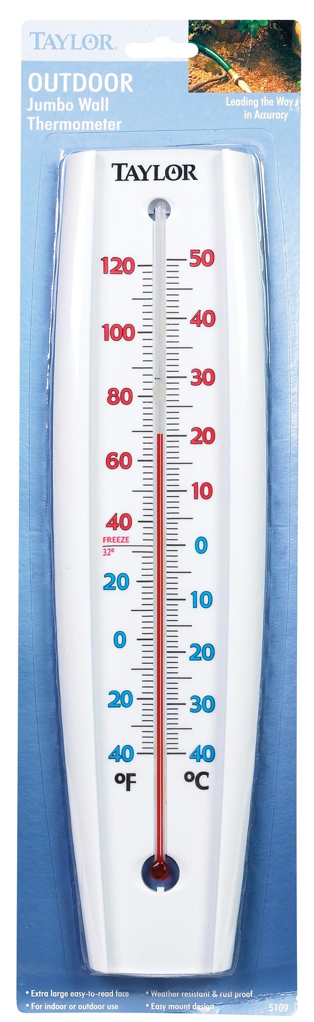 Taylor Indoor Outdoor Thermometer - Jumbo Number Wall Thermometer, 14.5in