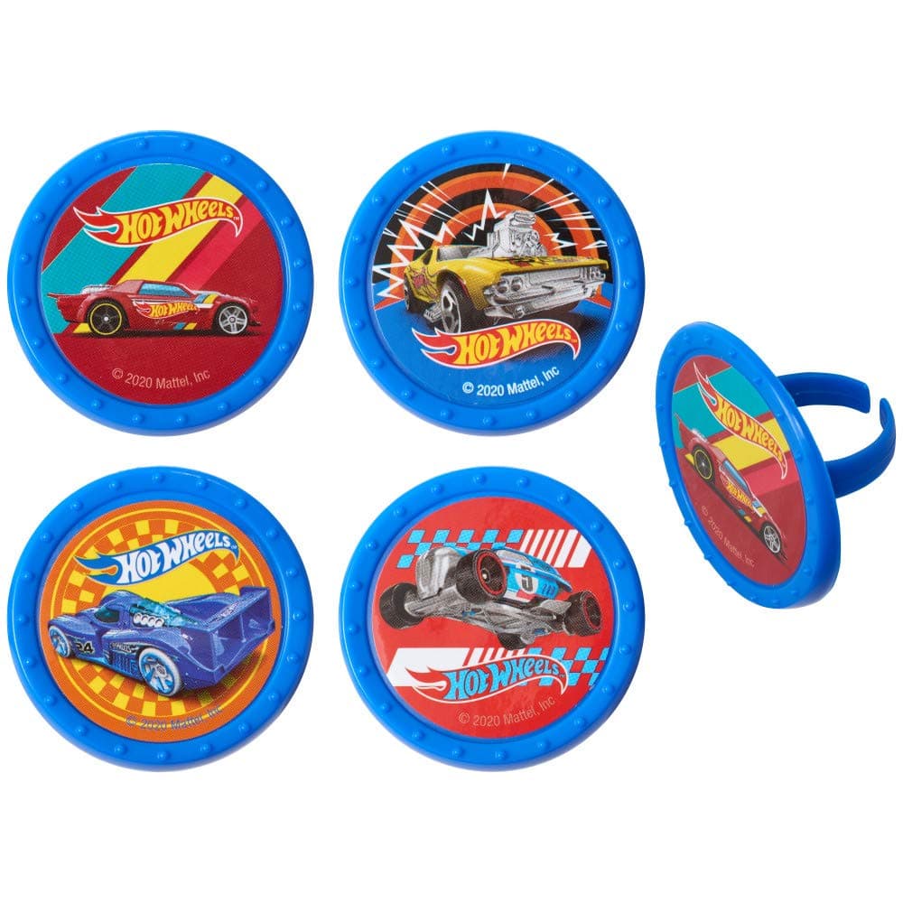 cake cupcake topper Hot Wheels Way 2 Fast Cupcake Rings - 12 Ct