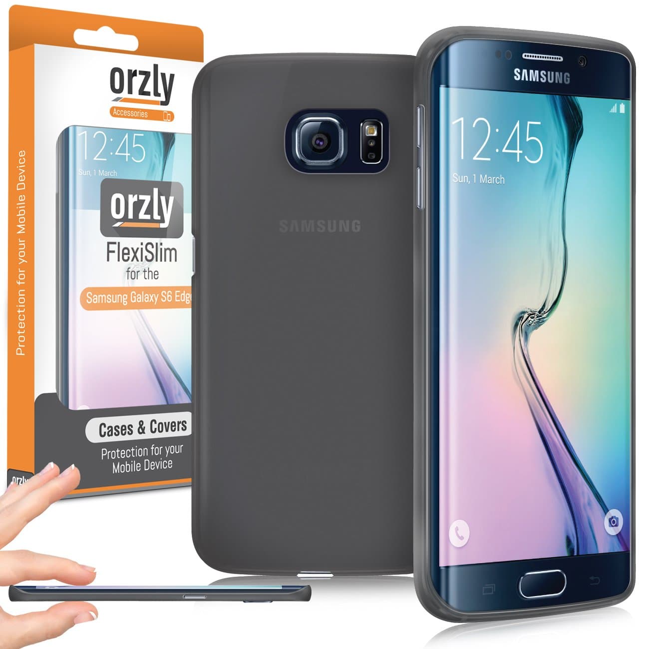 Orzly FlexiSlim Case for Samsung Galaxy S6 Edge - Super Slim (0.35mm) Protective Phone Cover in Semi Transparent Black